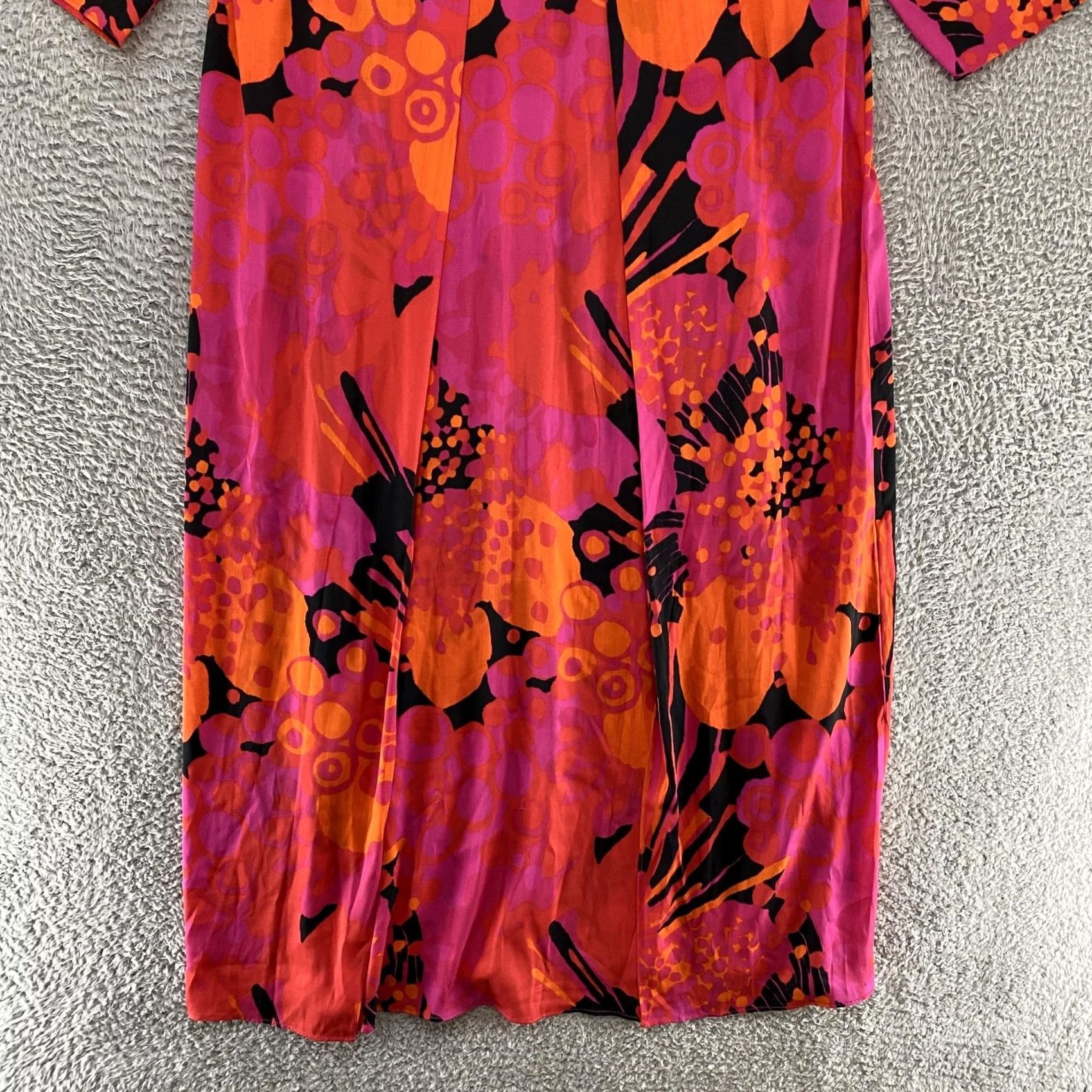 Vintage Anna Scholz Maxi Dress Womens 18 Pink Floral Silk Blend Long Sleeve Circle Neck Pullover Casual Party/Cocktail Size XXL / US 16-18 / IT 52-54 - 3 Thumbnail