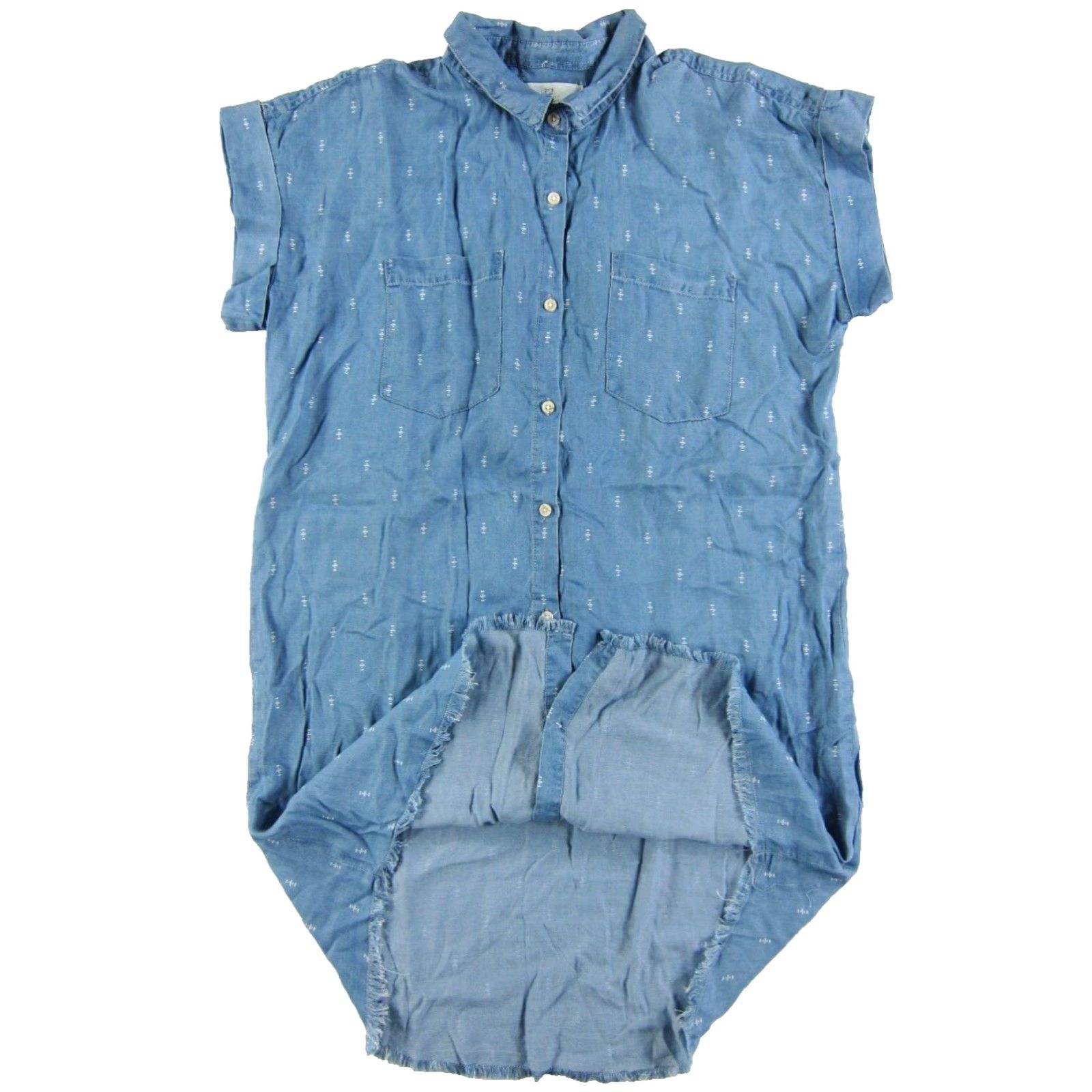 Vintage Thread Supply Tencel Blue Collared Pocket Button Down Shirt Dress Large Shirt Dress Womens Blue Tencel Pockets Front Pocket Dress/ Shirt Dress Size L / US 10 / IT 46 - 6 Thumbnail