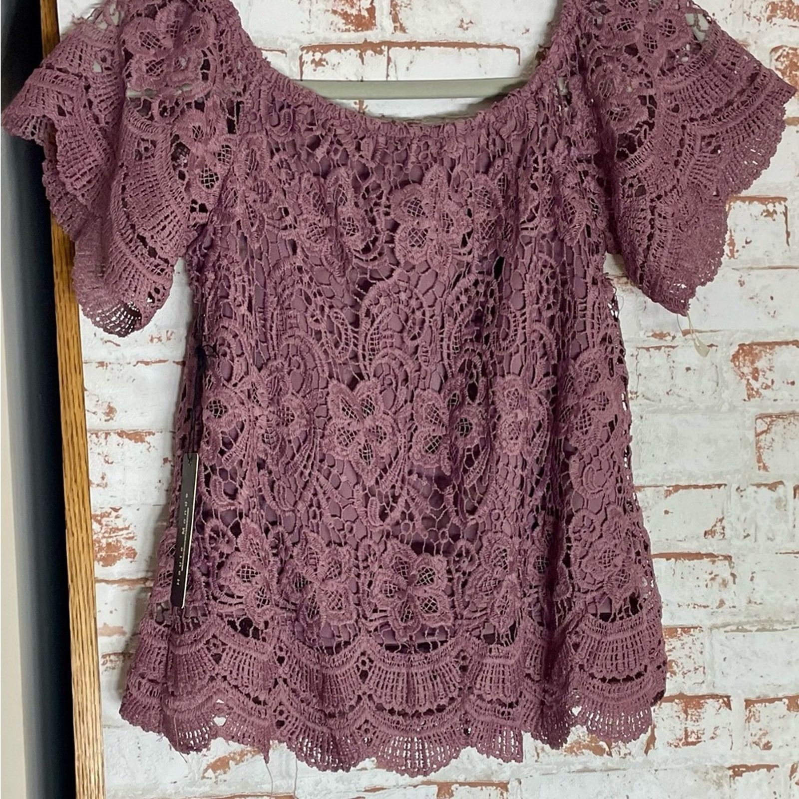 & Other Stories NWT Haute Monde Mauve Lace Blouse Size S / US 4 / IT 40 - 2 Thumbnail