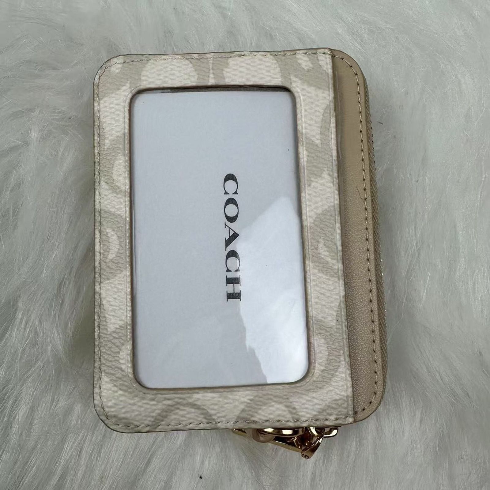 Coach Coach Zip Card Case Sketch Signature Canvas Gold/Ivory Size ONE SIZE - 2 Thumbnail