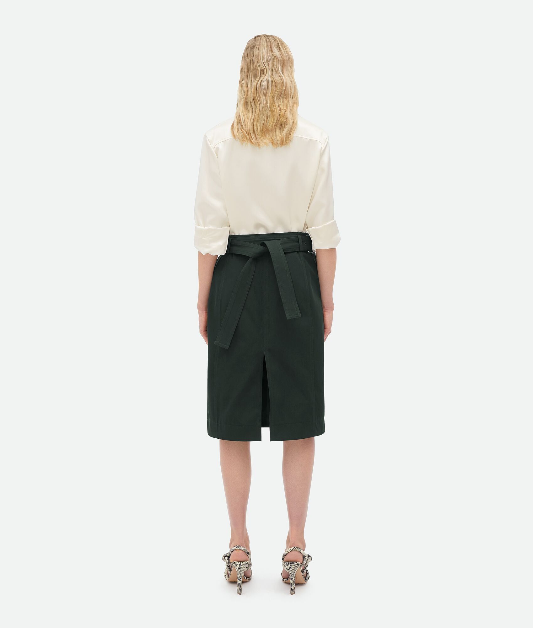 Bottega Veneta o1bcso1str0225 Cotton Twill Midi Skirt in Camping Size 28" / US 6 / IT 42 - 3 Thumbnail