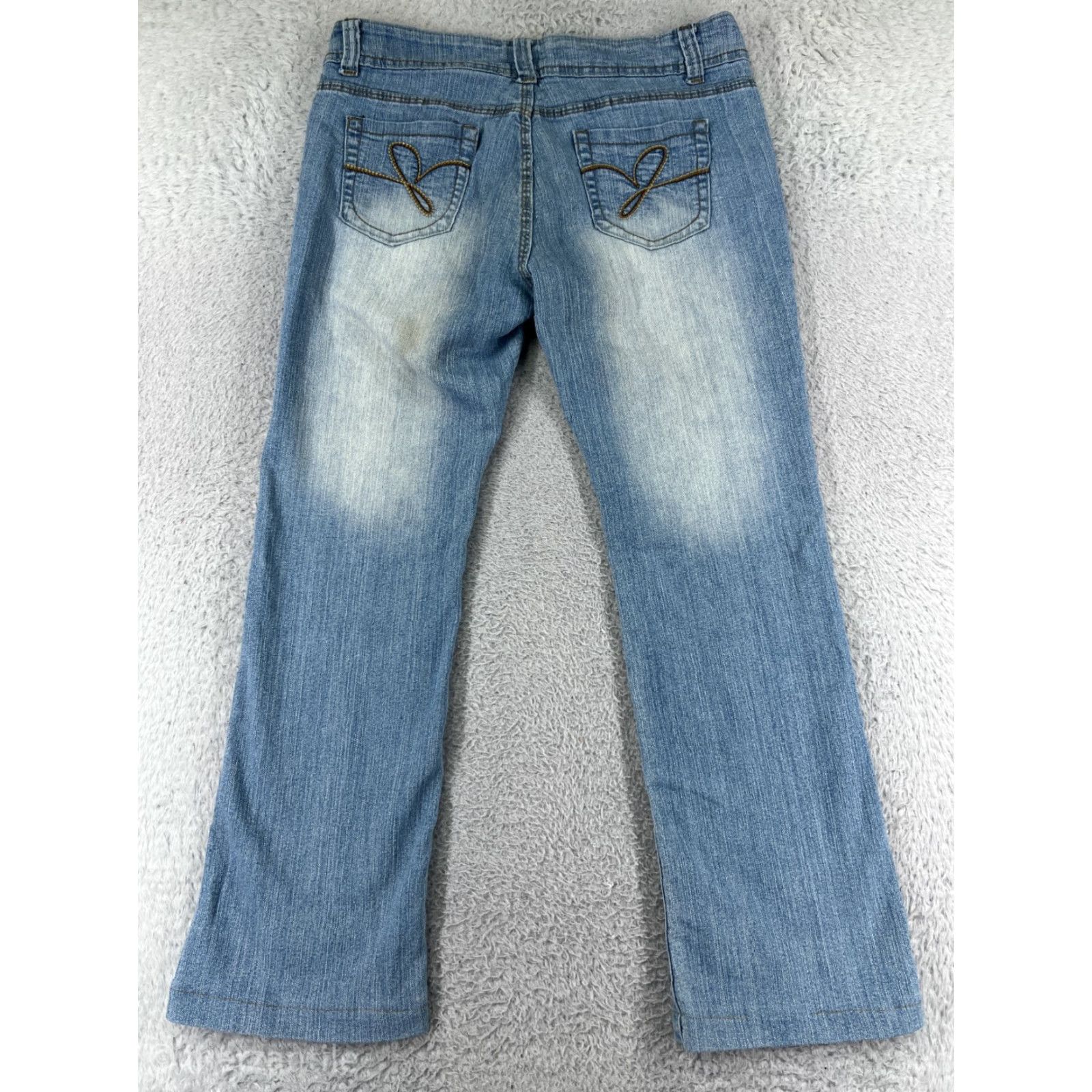Vintage Jinzu Jeans Denim Womens 9 Blue Distressed Mid Rise 5-Pocket Style Bootcut Cotton Blend Jeans Womens Size 30" / US 8 / IT 44 - 2 Thumbnail