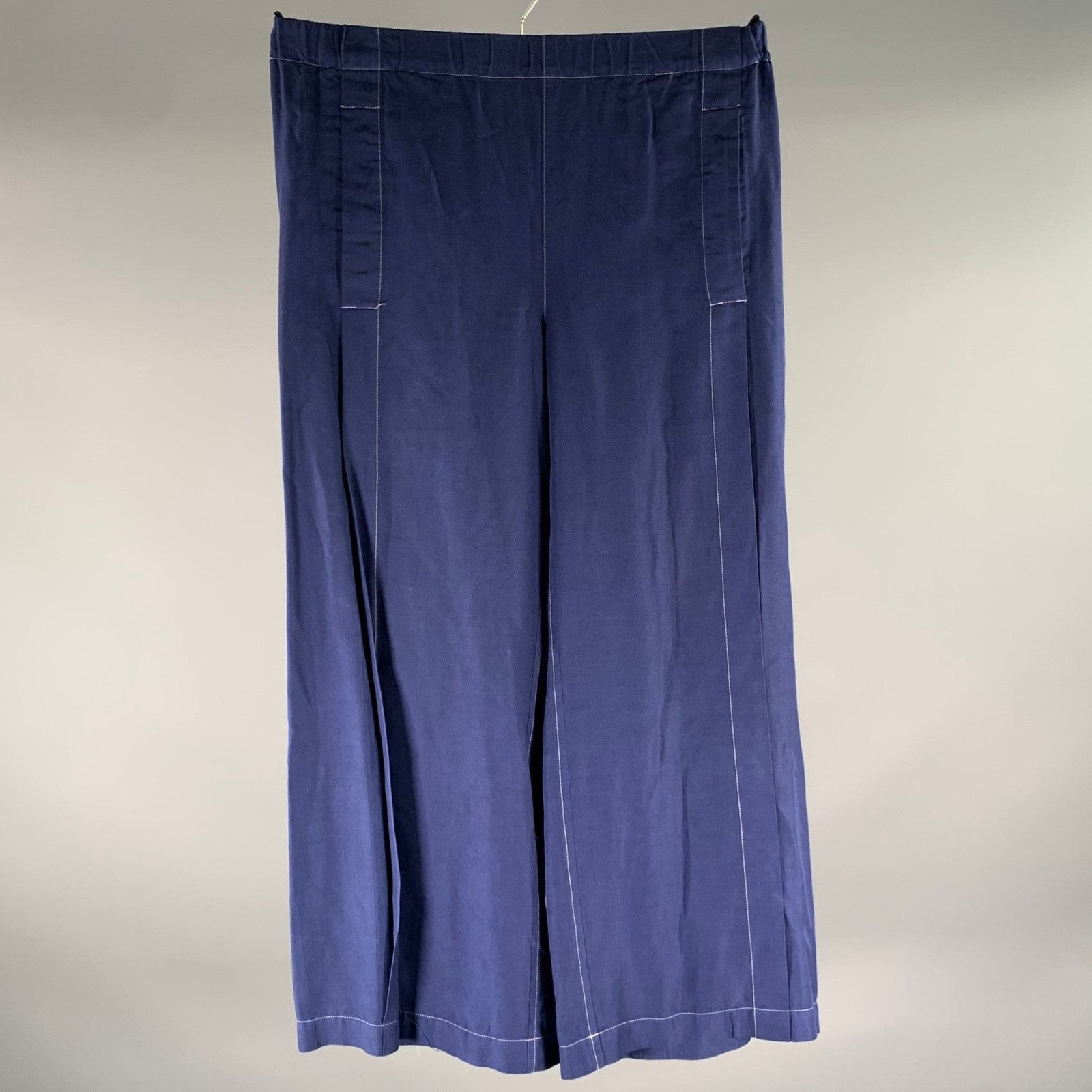 Comme des Garcons COMME des GARCONS S Navy White Cotton Casual Pants Size 26" / US 2 / IT 38 - 1 Thumbnail