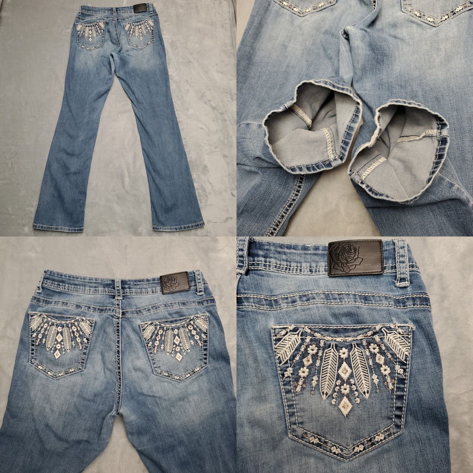 Vintage Cedar Rose Jeans Womens 30 Blue Denim Thick Whipstitch Feathers Western Cowboy Denim Blue Jeans Boots Cut Cowboy Theme Womens Size 30" / US 8 / IT 44 - 9 Thumbnail