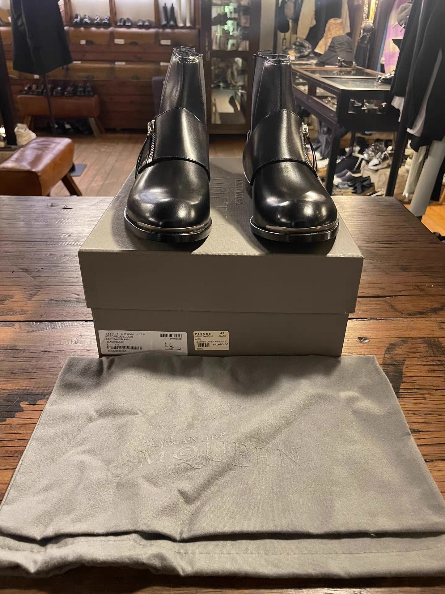 Alexander McQueen Alexander McQueen 17FW men’s black zip‑up Chelsea boots Ｑ25 Size US 8.5 / EU 41-42 - 1 Thumbnail