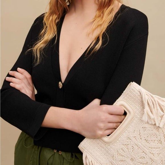 Maje MAJE Embroidered Logo Knitted Cardigan Black Size 2/M Size M / US 6-8 / IT 42-44 - 4 Thumbnail