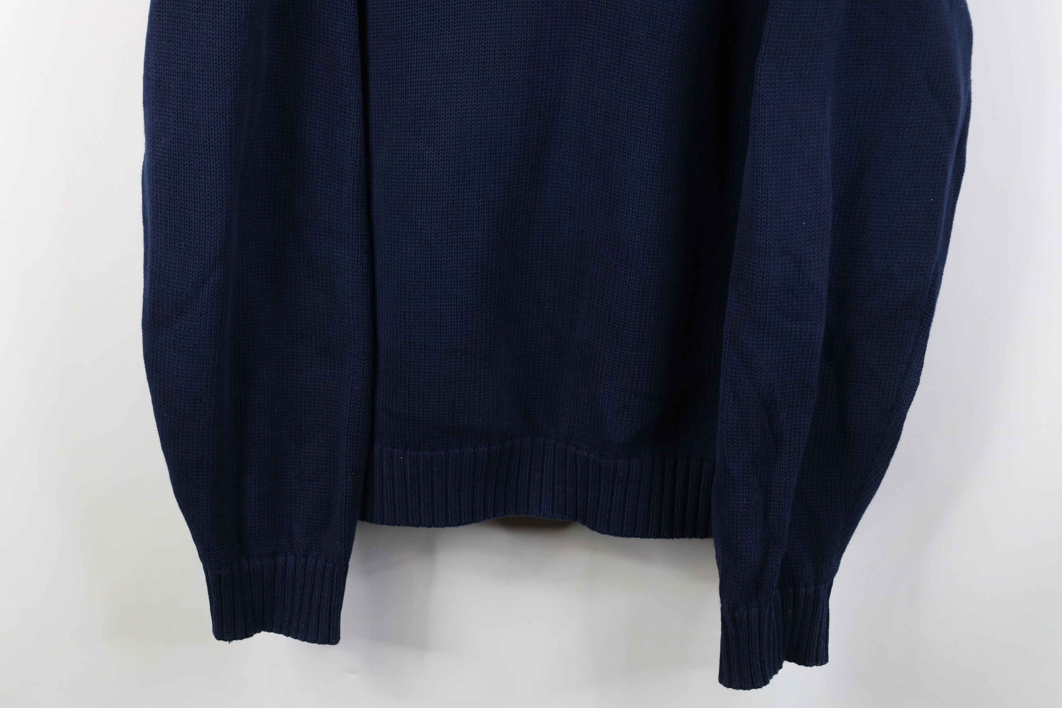 Lands' End Vintage 90s Lands End Ribbed Knit V-Neck Sweater Blue USA Size US L / EU 52-54 / 3 - 3 Thumbnail