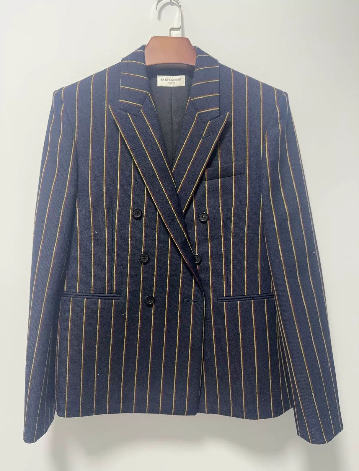 Saint Laurent Paris Saint Laurent Striped Double-Breasted Blazer Size US M / EU 48-50 / 2 - 1 Thumbnail