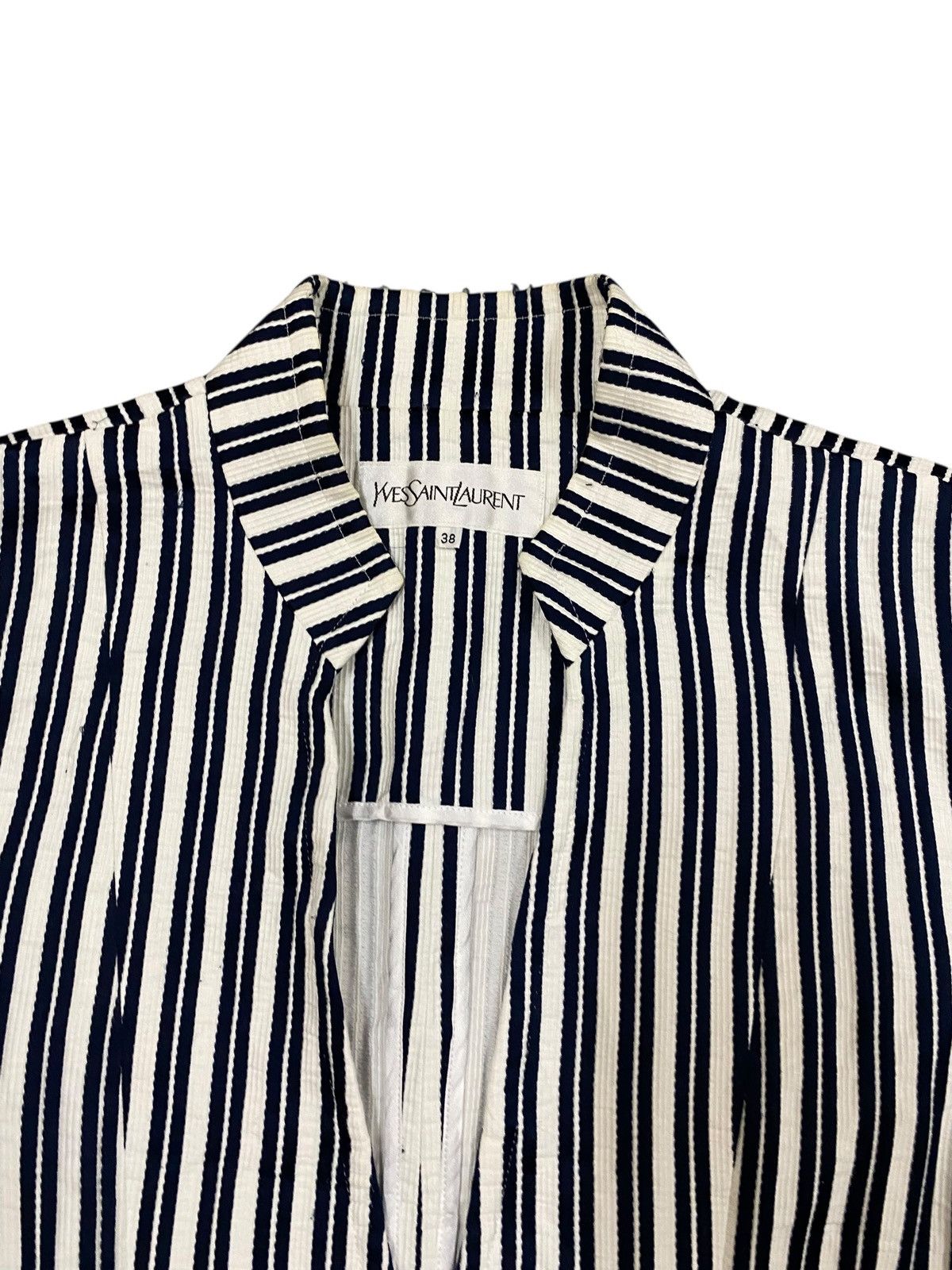 Yves Saint Laurent Vintage Yves Saint Laurent YSL Cropped Striped Blazer Size M / US 6-8 / IT 42-44 - 3 Thumbnail