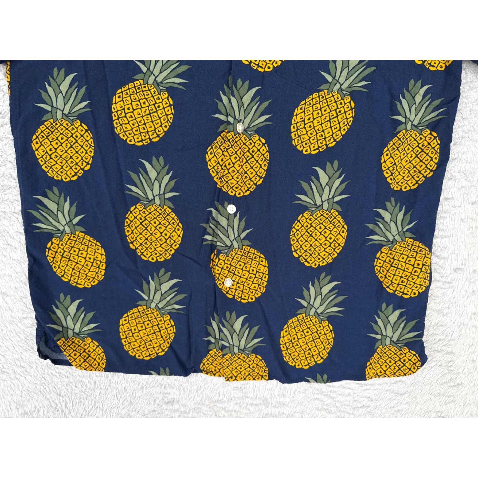Banana Republic Banana Republic Shirt Men Medium Blue Pineapple AOP Hawaiian Button 100% Rayon Size US M / EU 48-50 / 2 - 5 Thumbnail
