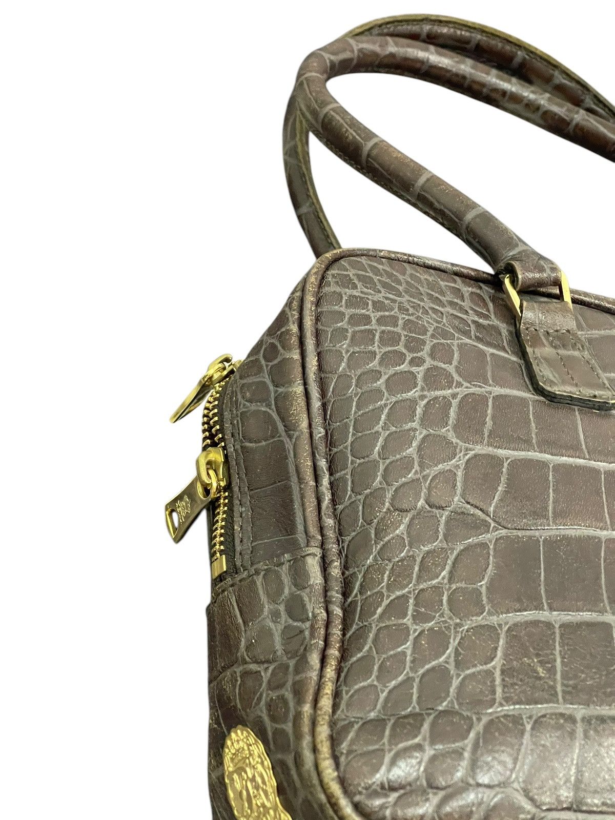 Genuine Leather Crocodile Embossed Cowhide A.D.M.J Japan Hand Bag 1🟩2 Size ONE SIZE - 11 Thumbnail