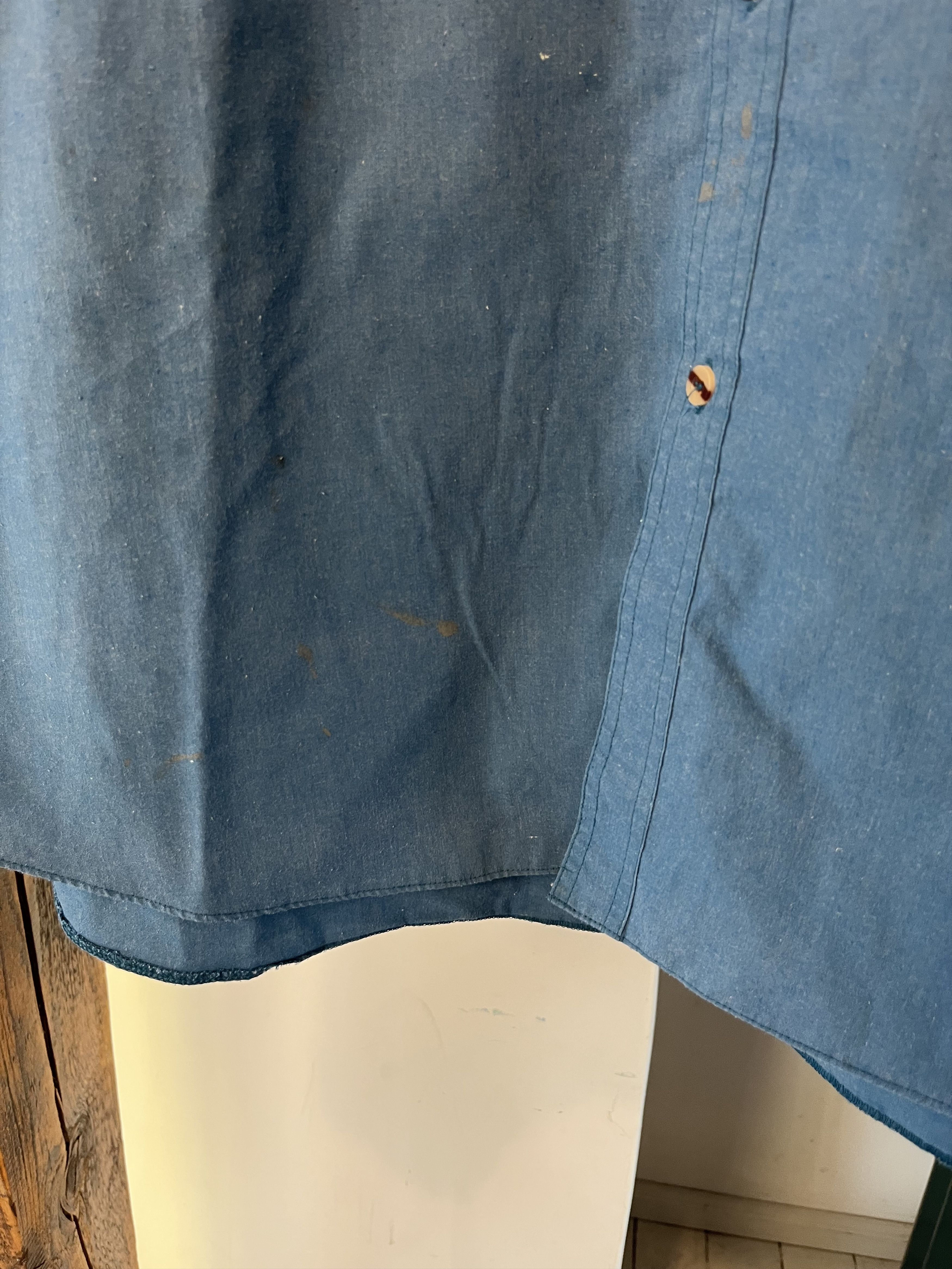 Camel × Vintage 90s Vintage Cotton & Linen Blue Shirt Size US XL / EU 56 / 4 - 4 Thumbnail