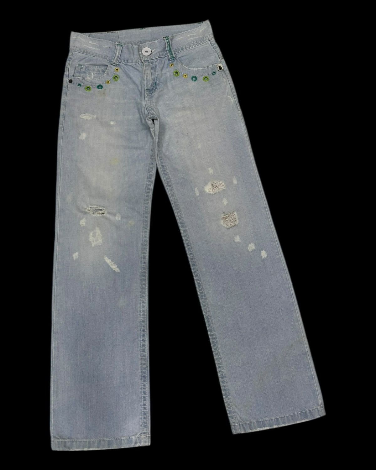 Hysteric Glamour × Japanese Brand RARE‼️BLUEMOONBLUE BLUE WASHED DISTRESSED DENIM JEANS Size 28" / US 6 / IT 42 - 4 Thumbnail