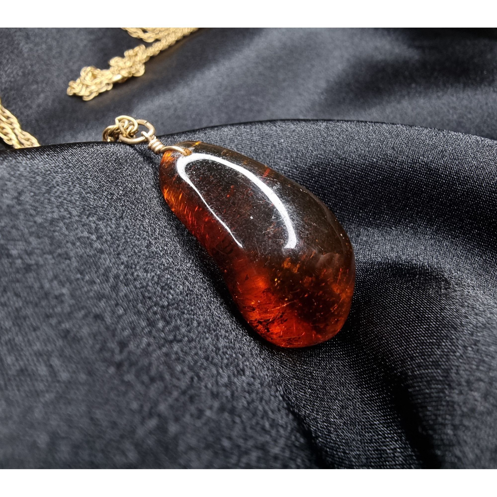 Vintage Vintage Genuine Amber Teardrop Pendant Necklace On Gold Fill Size ONE SIZE - 3 Thumbnail