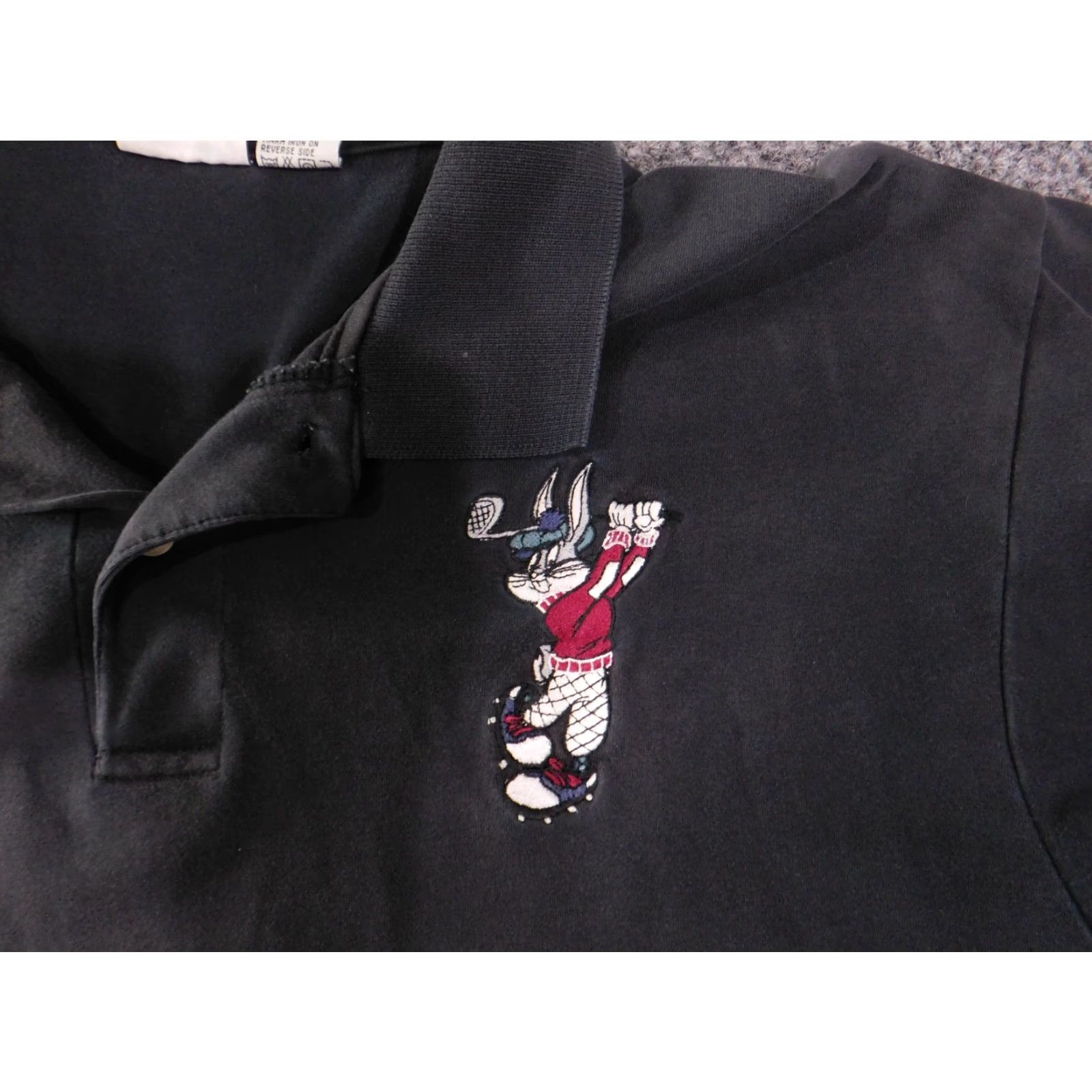 Acme Clothing VINTAGE Acme Polo Shirt Mens L Black Embroidered Bugs Bunny Golf Embroidery Solid Short Sleeve Vintage Shirt Mens CG Size US L / EU 52-54 / 3 - 4 Thumbnail