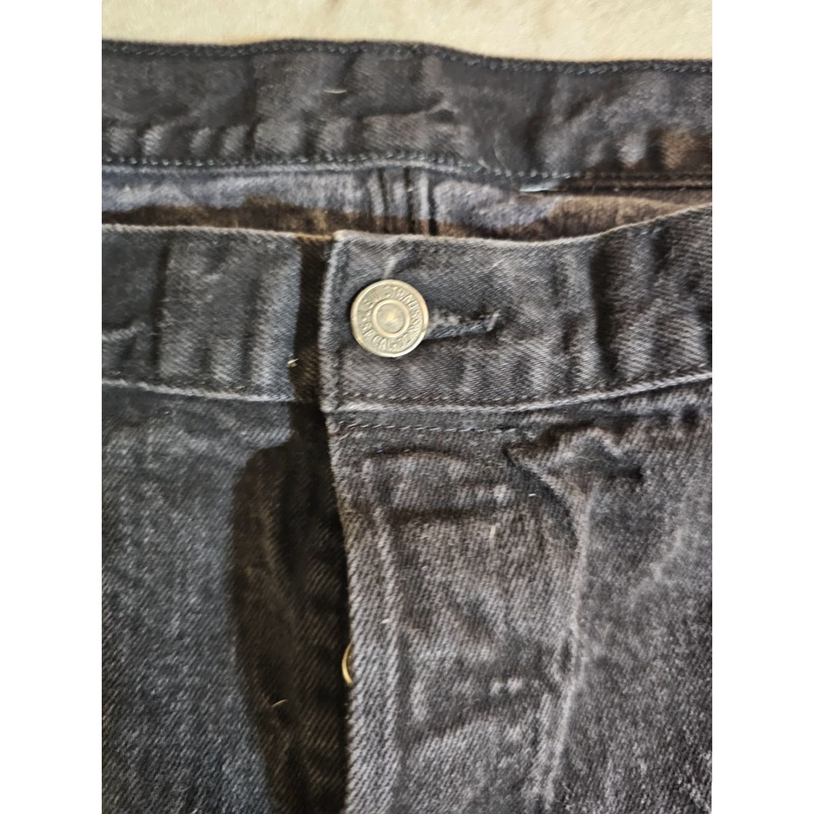 Levi's VINTAGE Levi's 501 XX Jeans Black Cotton Denim Button Fly 44x32 Men's Regular 90s Vintage 501 Series Block Pattern Solid Charcoal Wash Size US 44 / EU 60 - 3 Thumbnail