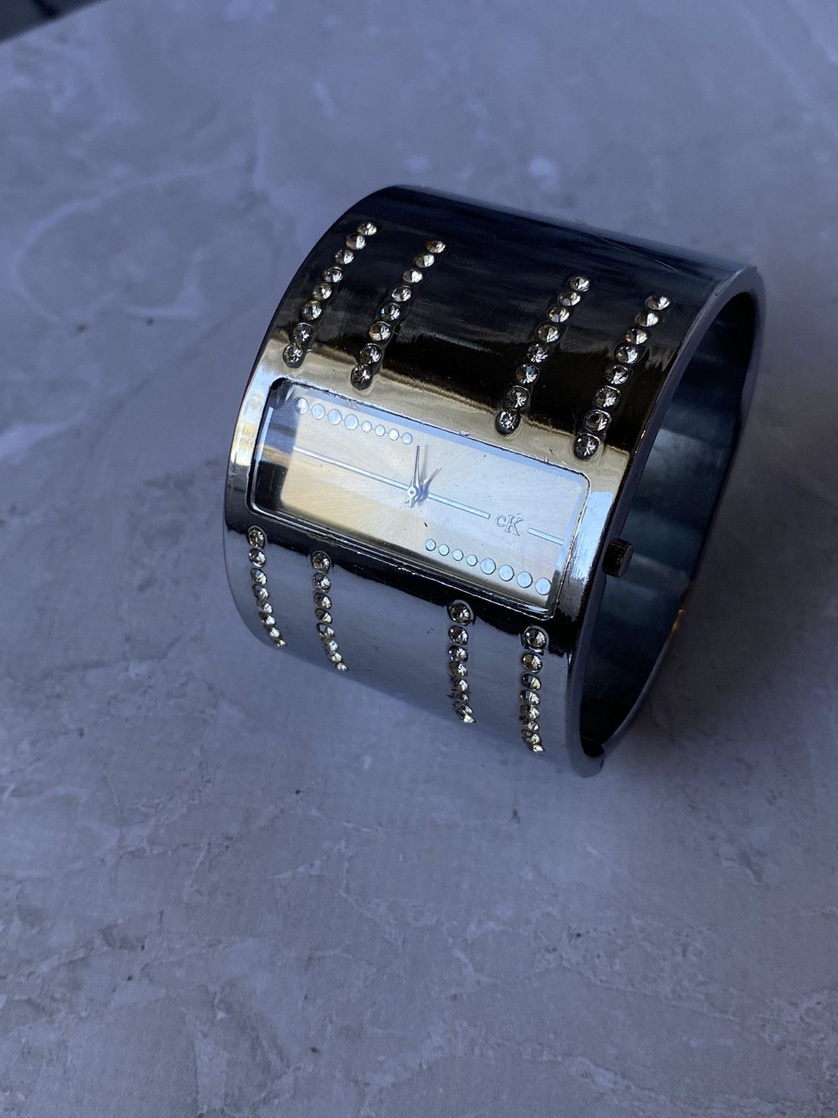 Calvin Klein × Japanese Brand × Vintage Stylish Calvin Klein Watch with Rhinestone Cuff Bracelet Size ONE SIZE - 2 Thumbnail