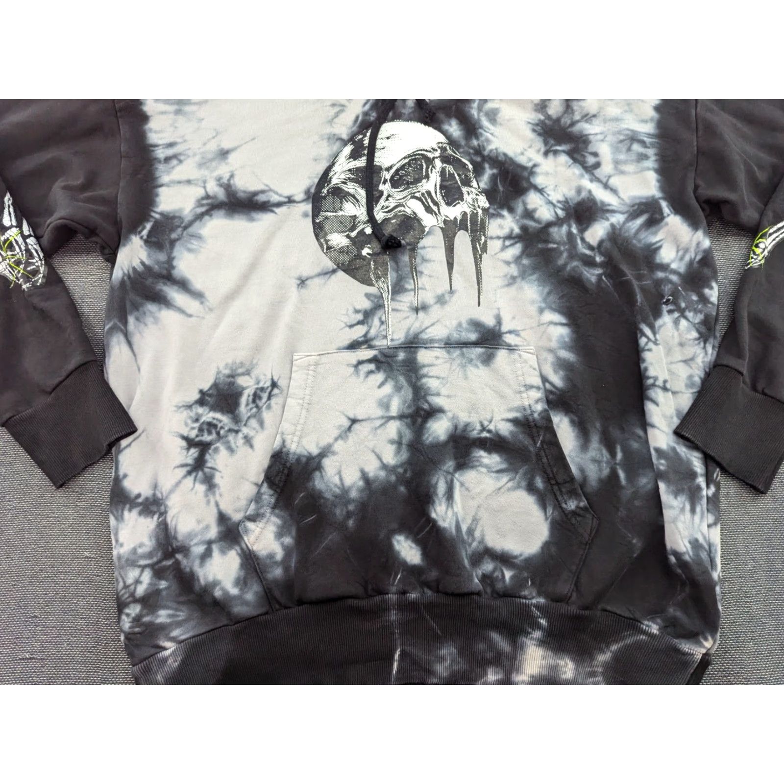 Diesel DIESEL Alby Y Mens Hoodie XL Tie-Die Skull Skeleton Black Gray Graphic Print Pullover Hooded Sweatshirt Mens XL Difficulty: 0 Size US XL / EU 56 / 4 - 3 Thumbnail