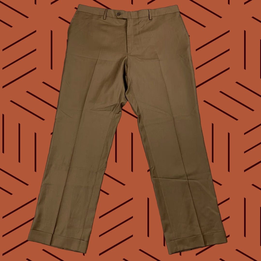 Nordstrom VINTAGE Italian Wool Dress Pants Flat Front Khaki Men 39x32 Winter Summer Spring Fall Size US 39 - 1 Thumbnail