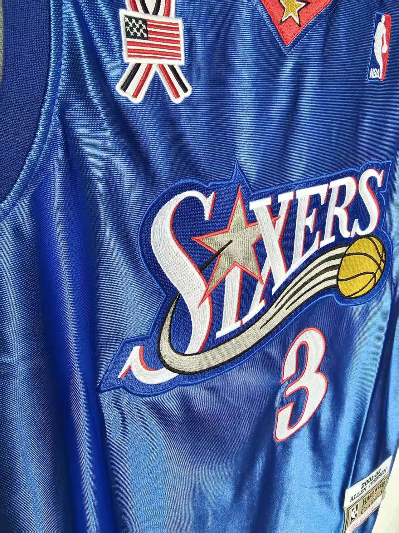 NBA 76ers #3 Allen Iverson Jersey Double Stitched Blue Size US M / EU 48-50 / 2 - 3 Thumbnail