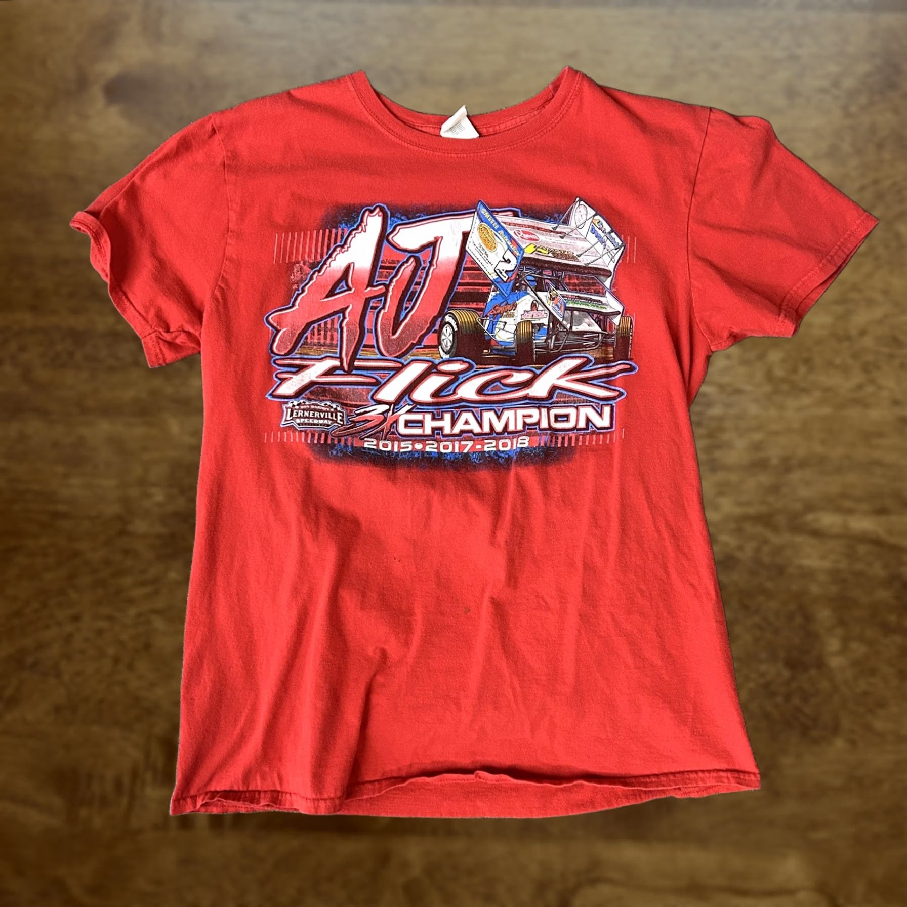 Gildan VINTAGE? AJ Flick Lernerville Speedway Gildan Shirt Mens Large Red Racing Graphic Tee Size US L / EU 52-54 / 3 - 1 Thumbnail