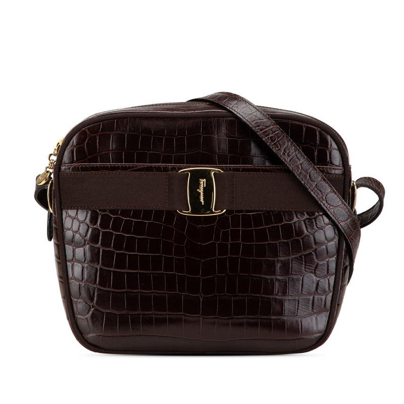 Salvatore Ferragamo Salvatore Ferragamo Salvatore Ferragamo Embossed Leather Vara Shoulder Bag Leather Crossbody Bag Size ONE SIZE - 1 Thumbnail