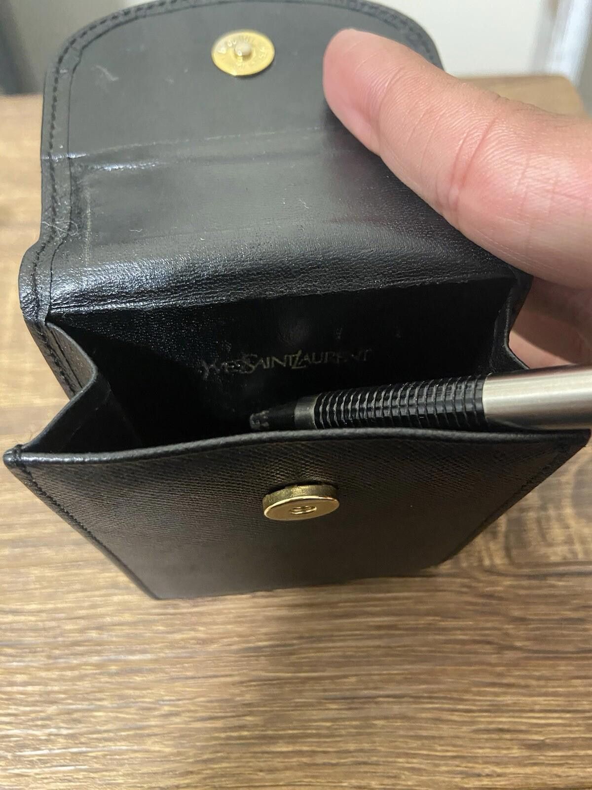 Saint Laurent Paris YSL black saffiano leather cigarette case + tie bar set of 2 Size ONE SIZE - 7 Thumbnail
