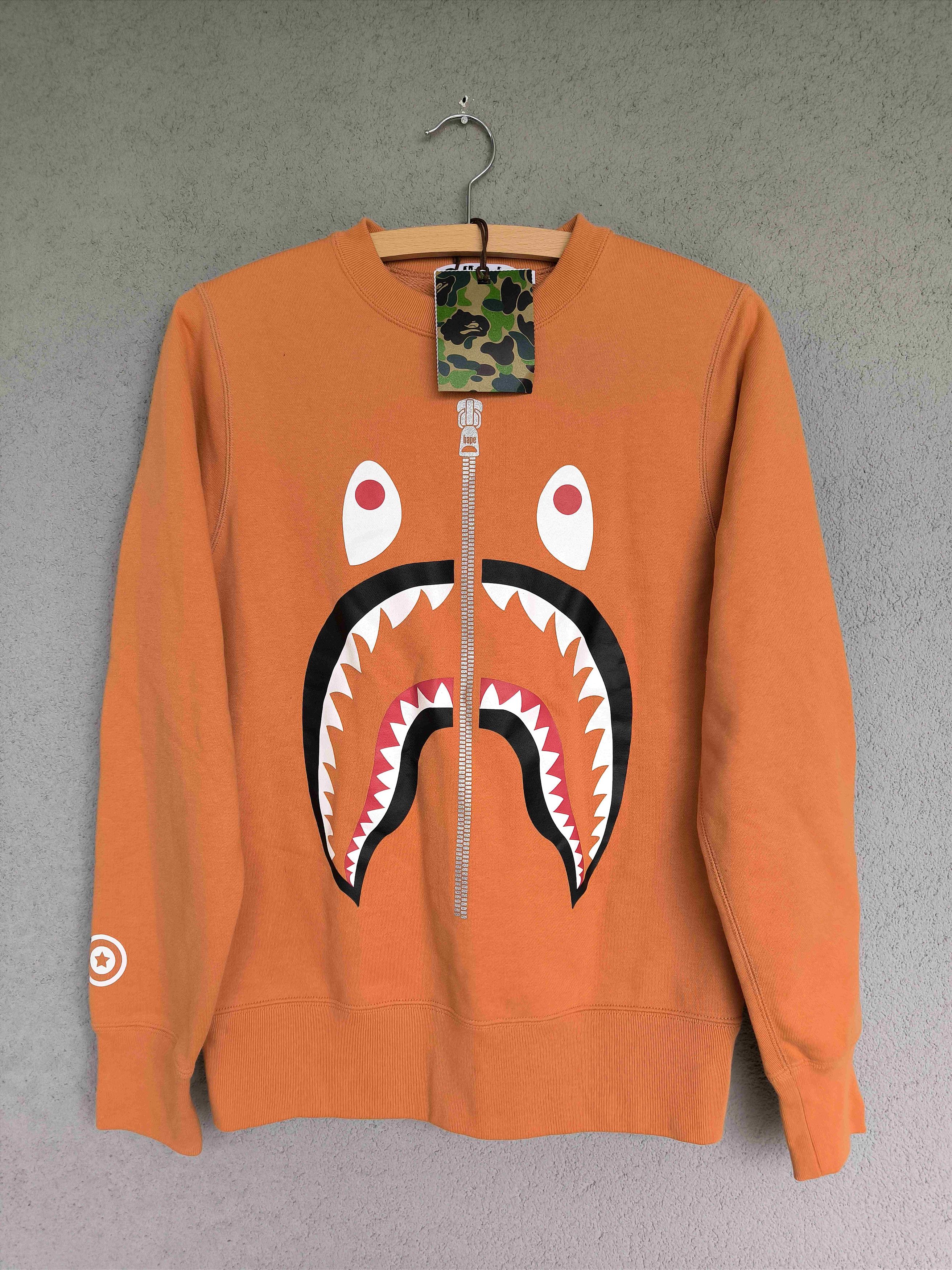 image of Bape Shark Crewneck in Orange, Men's (Size Small)