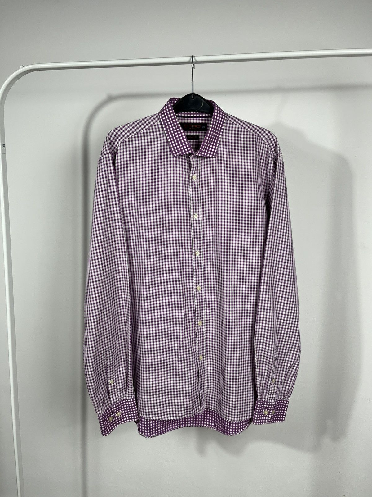 Etro Etro Milano Shirt Men’s Size 40 – Purple Gingham Slim Fit Size US L / EU 52-54 / 3 - 1 Thumbnail