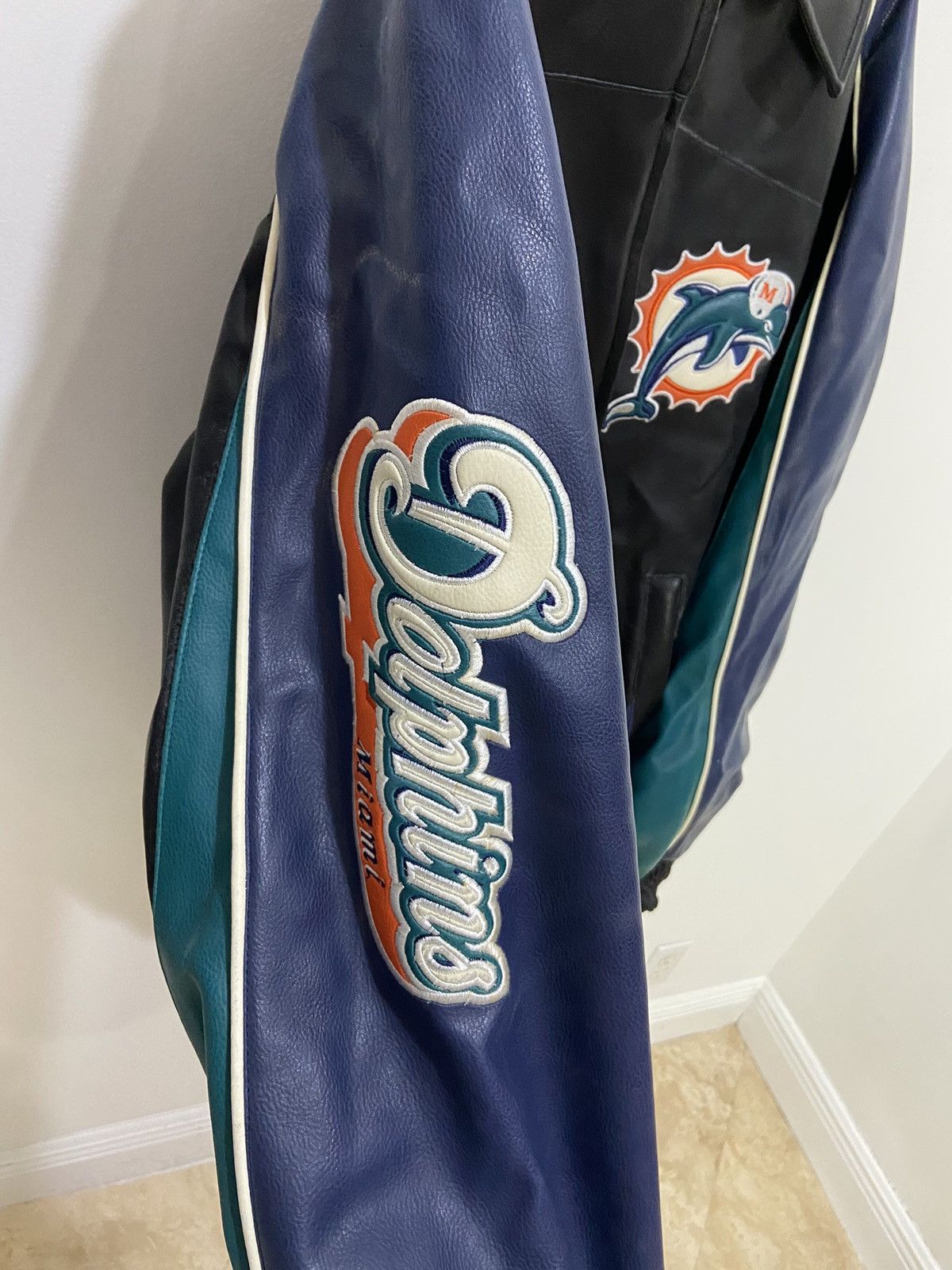 NFL × Vintage 90’s Miami Dolphins leather jacket Size US XL / EU 56 / 4 - 5 Thumbnail