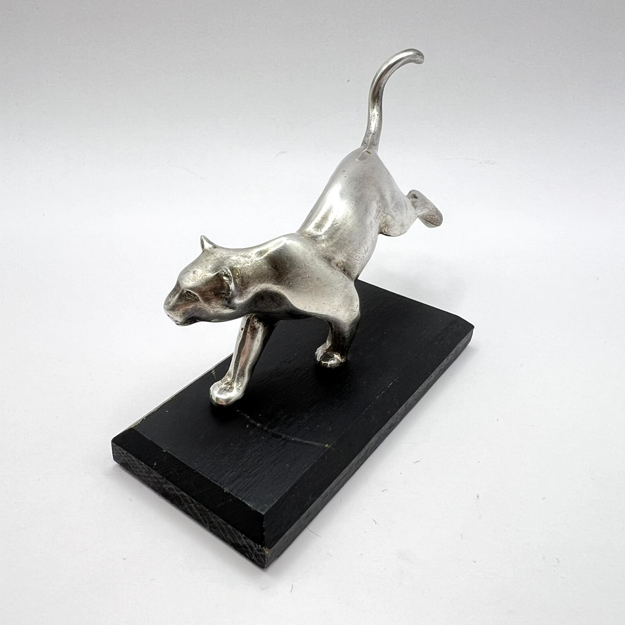 Vintage Vintage Silver Plated Figure Puma Jaguar Wood Base Size ONE SIZE - 2 Thumbnail