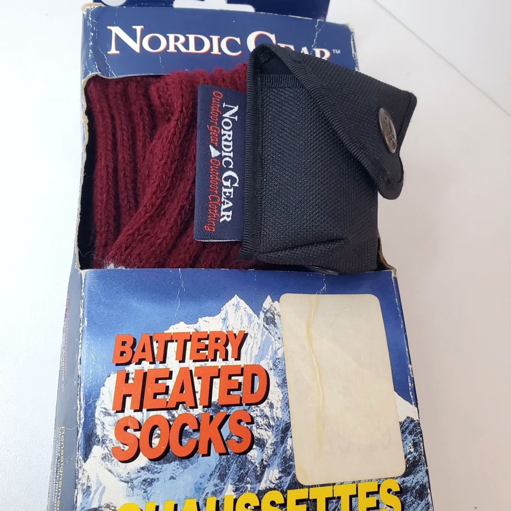 Vintage NEW Nordic Gear Lectra Sox Mens Sz Large Battery Heated Socks Gray Maroon Winter Size ONE SIZE - 2 Thumbnail