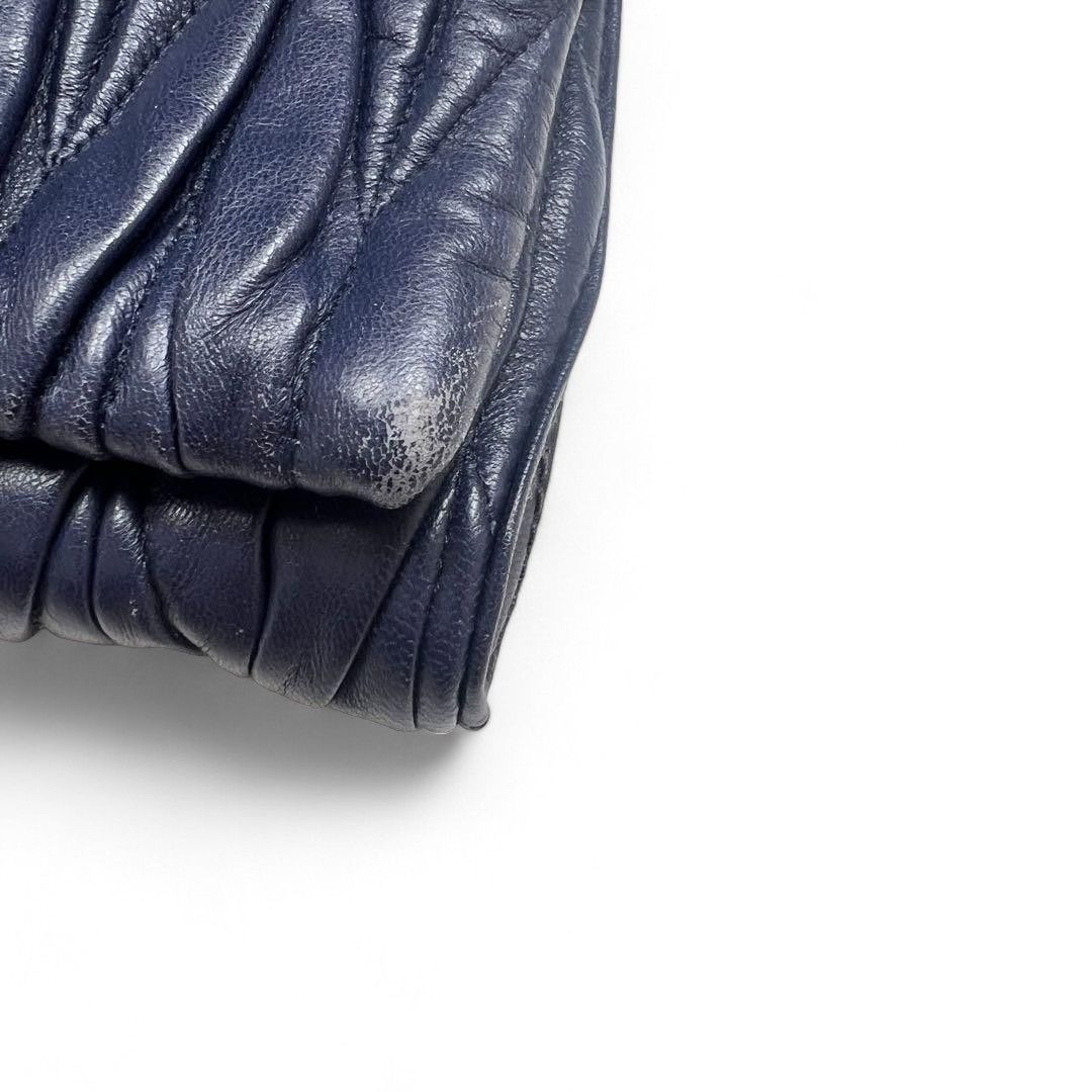 Miu Miu Miu Miu - Matelasse Shoulder Bag Navy Leather Size ONE SIZE - 4 Thumbnail