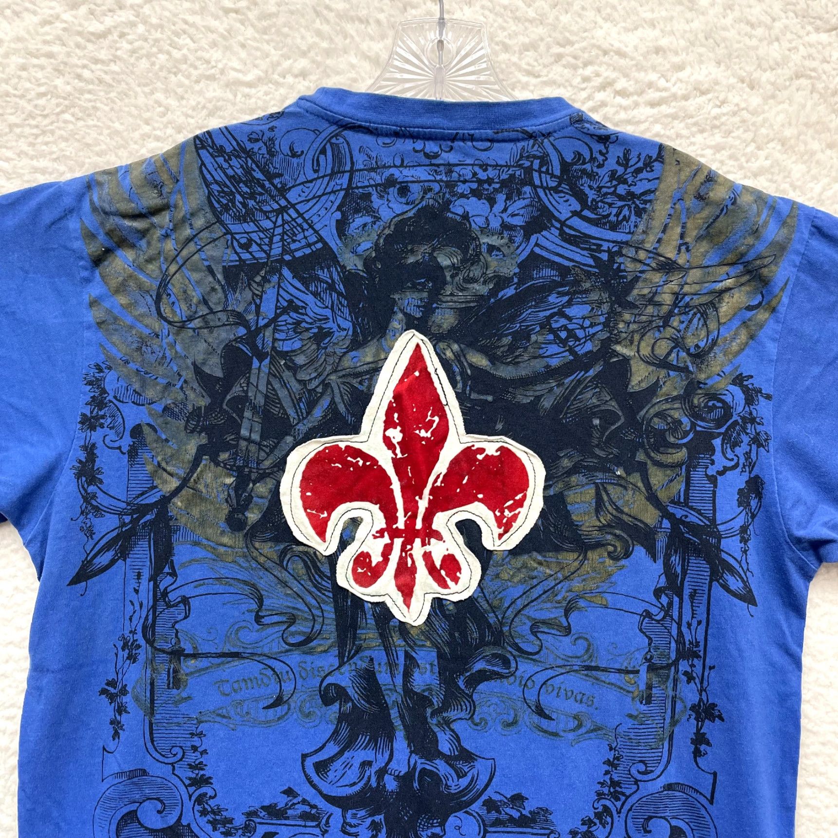 Vintage VINTAGE Y2K BLUE ANGELS GRAPHIC T-SHIRT Large Mens Grunge Skater Tattoo Cyber Blue Angels Graphic Tee Size US L / EU 52-54 / 3 - 4 Thumbnail