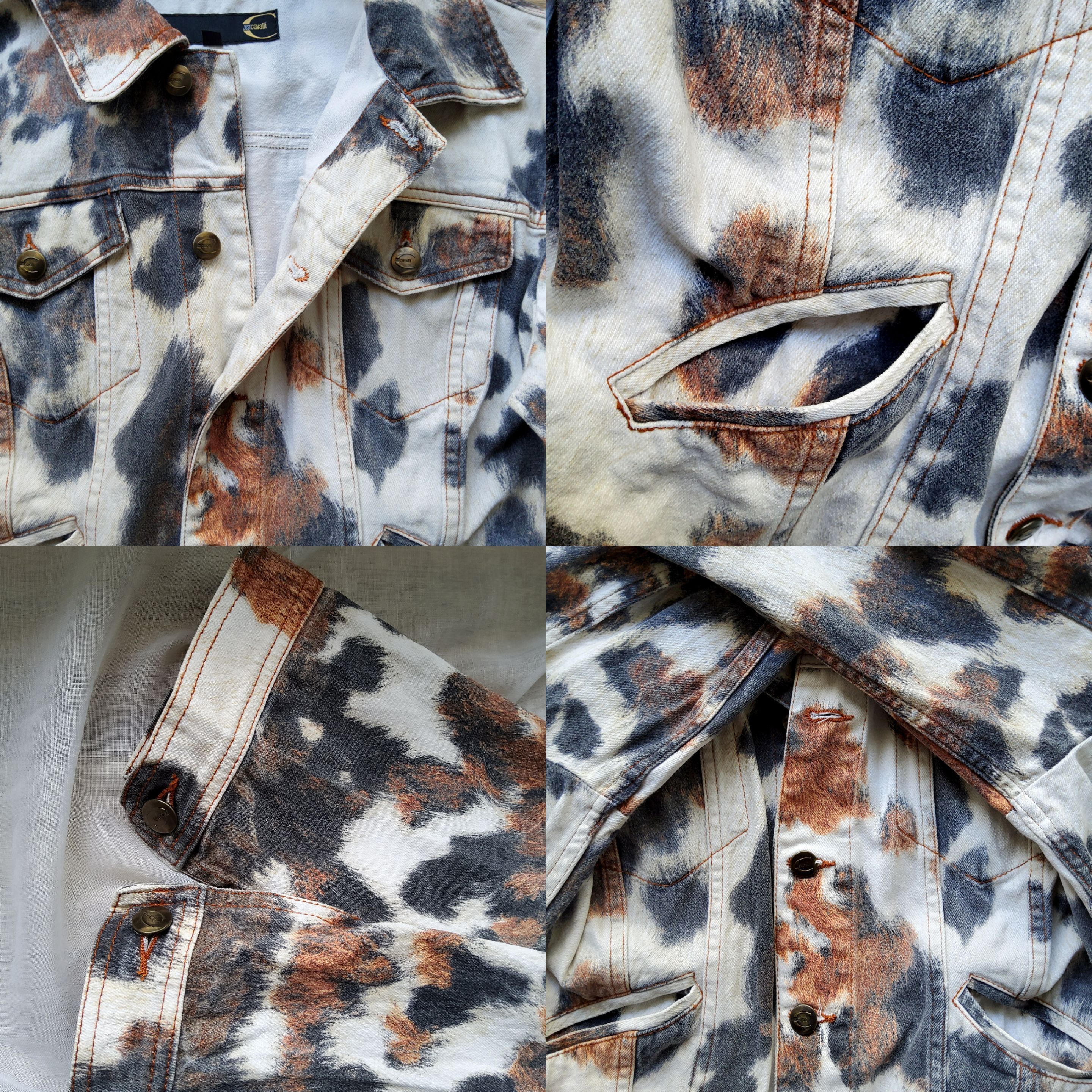 Roberto Cavalli Roberto Cavalli rare vintage SS 2004 cow print denim jacket Size L / US 10 / IT 46 - 13 Thumbnail