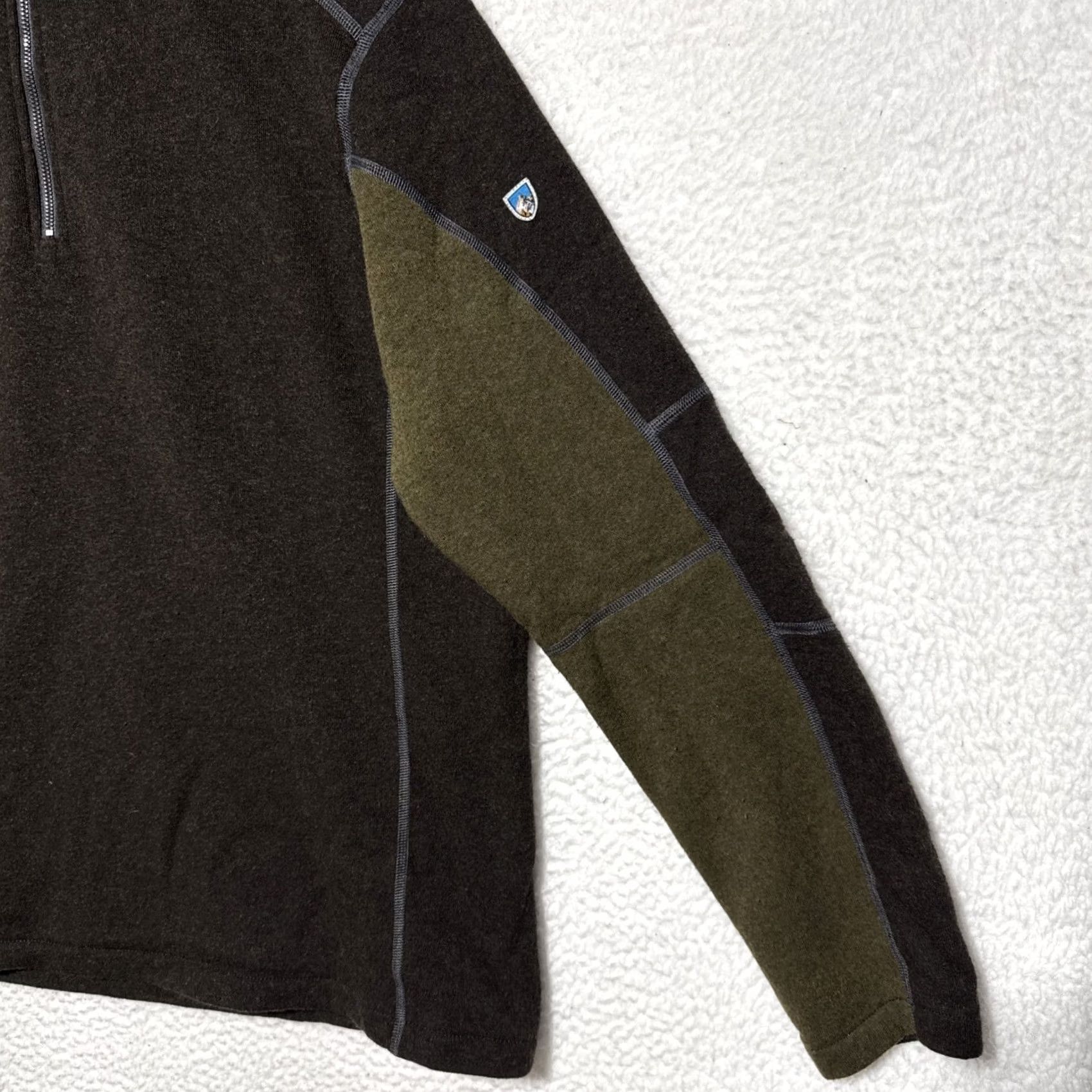 Olive KUHL Revel 1/4 Zip Fleece Sweater Men XL Brown Size US XL / EU 56 / 4 - 2 Thumbnail