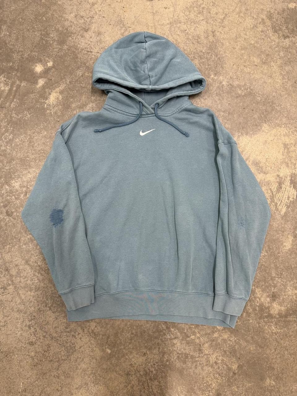 Nike Vintage Nike Blue Center Swoosh Hoodie Size Medium Size US M / EU 48-50 / 2 - 1 Thumbnail
