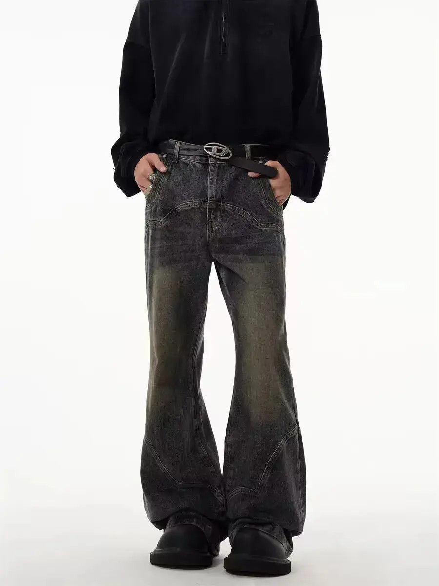 Japanese Brand Retro heavy distressed micro flared patchwork jeans Size US 32 / EU 48 - 2 Thumbnail