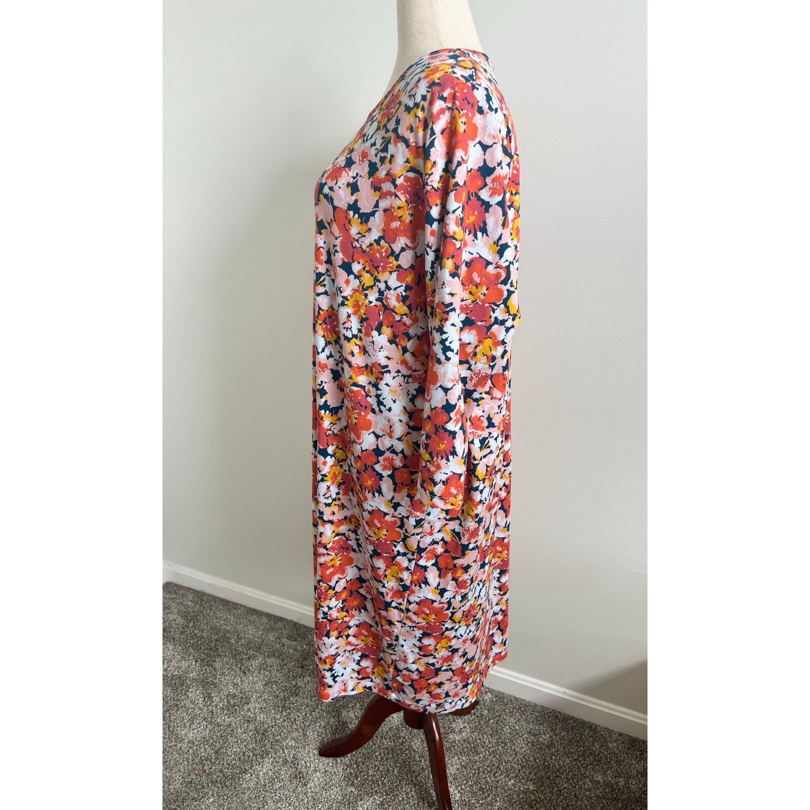 Lands' End Lands' End 100% Cotton Floral Long Sleeve Midi Dress 2X Size 3XL / US 20-22 - 4 Thumbnail