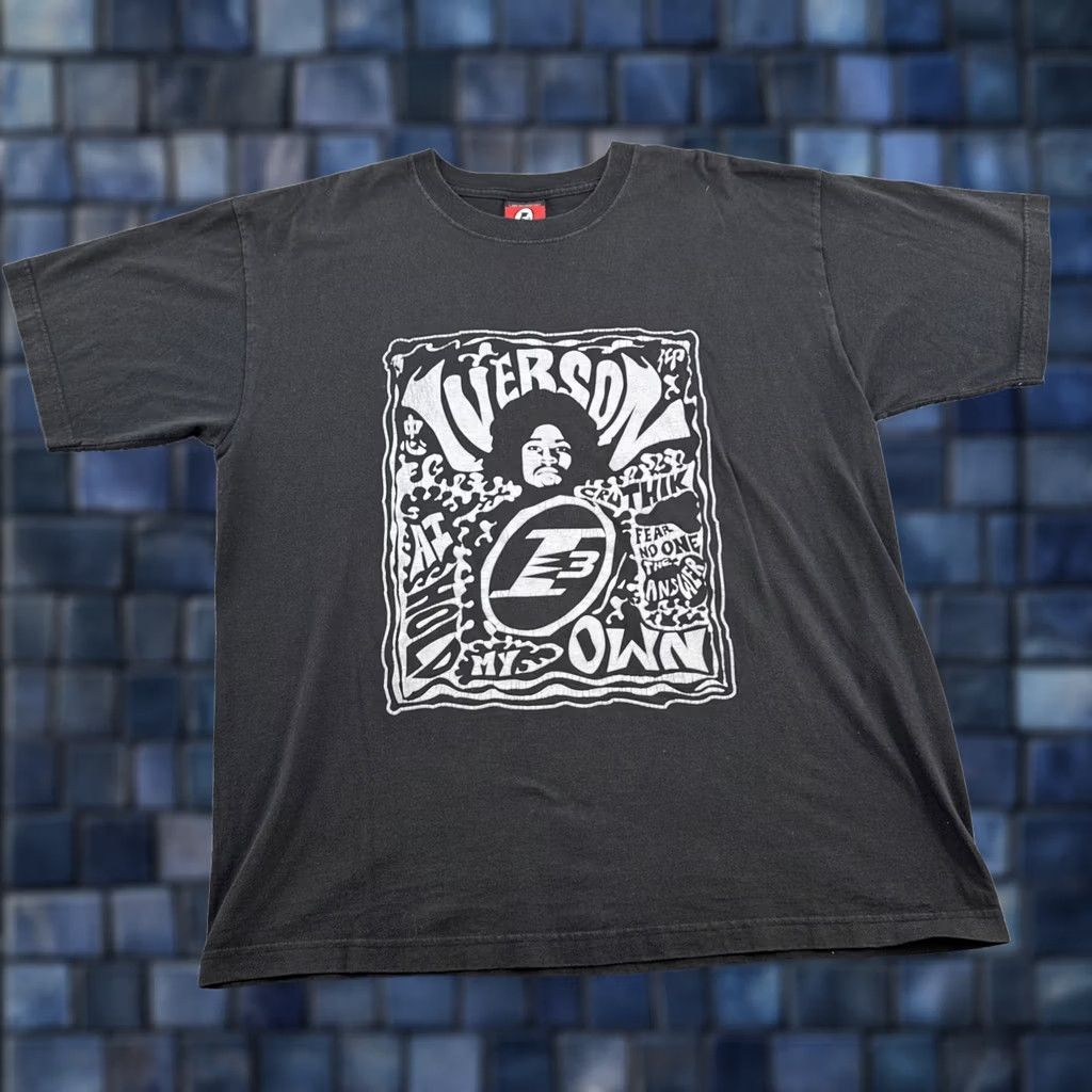 Reebok VINTAGE Reebok Allen Iverson Graphic Tee T Shirt Short Sleeve Crew Neck Black Cotton Size L 90s 2000s Sports Limited Edition Mens Adults Size US L / EU 52-54 / 3 - 1 Thumbnail