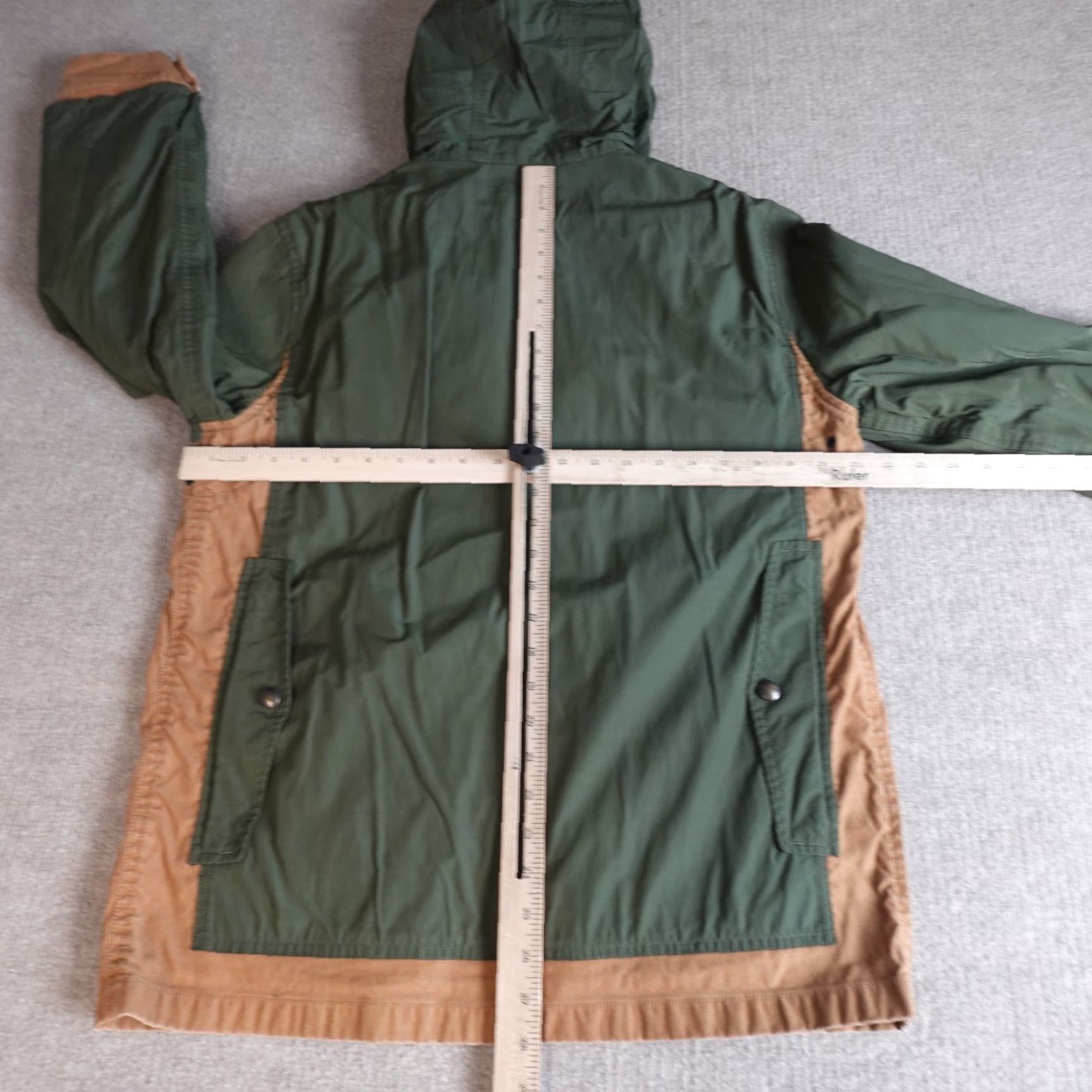 J.Crew VINTAGE J.CREW Jacket Bed Beige Green Barn Chore Coat Hooded Shell Pockets Mens M Beige Military Jacket Size US M / EU 48-50 / 2 - 5 Thumbnail