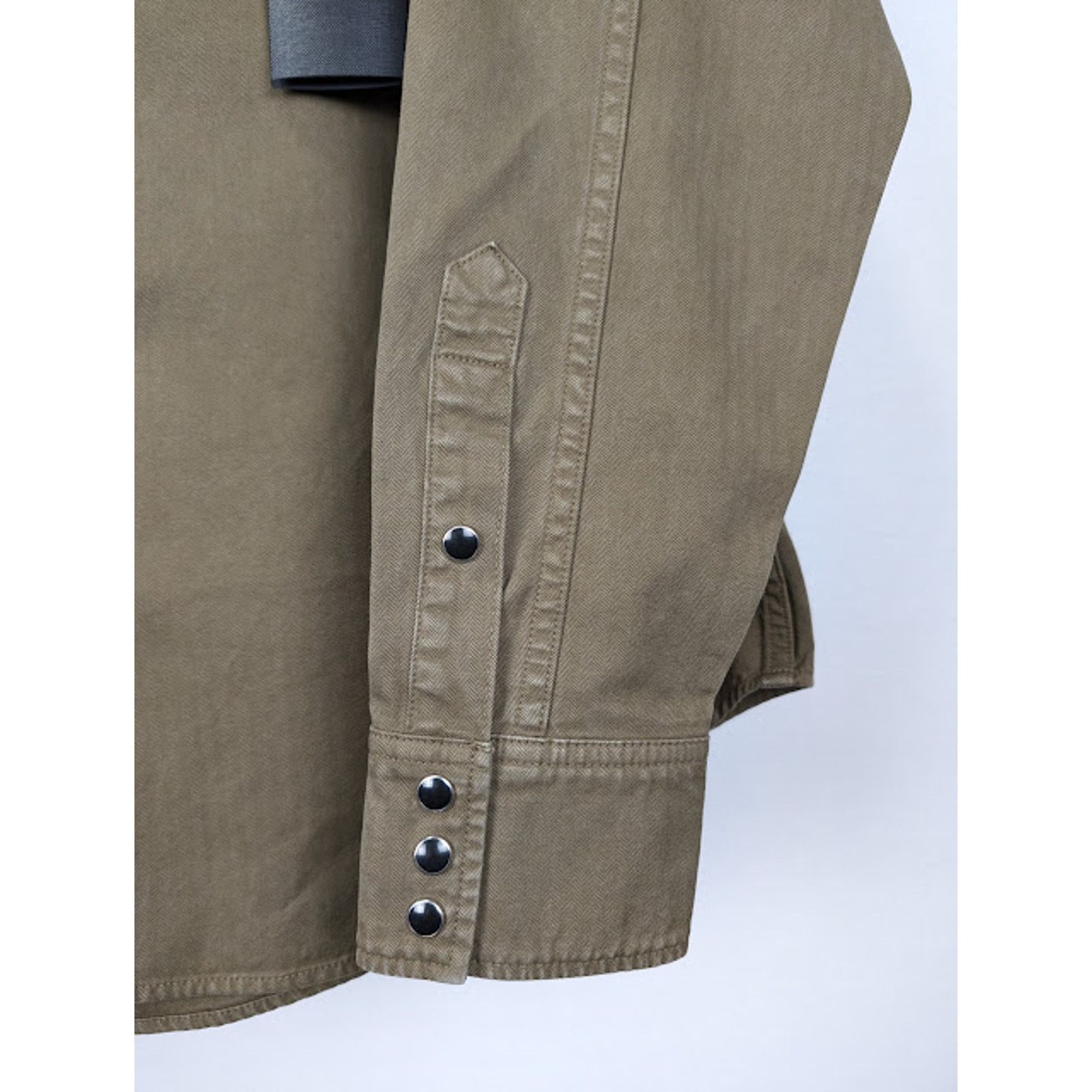 Saint Laurent Paris o1rshd1 Classic Western Shirt in Khaki Dyeing Stonewa Size US L / EU 52-54 / 3 - 7 Thumbnail