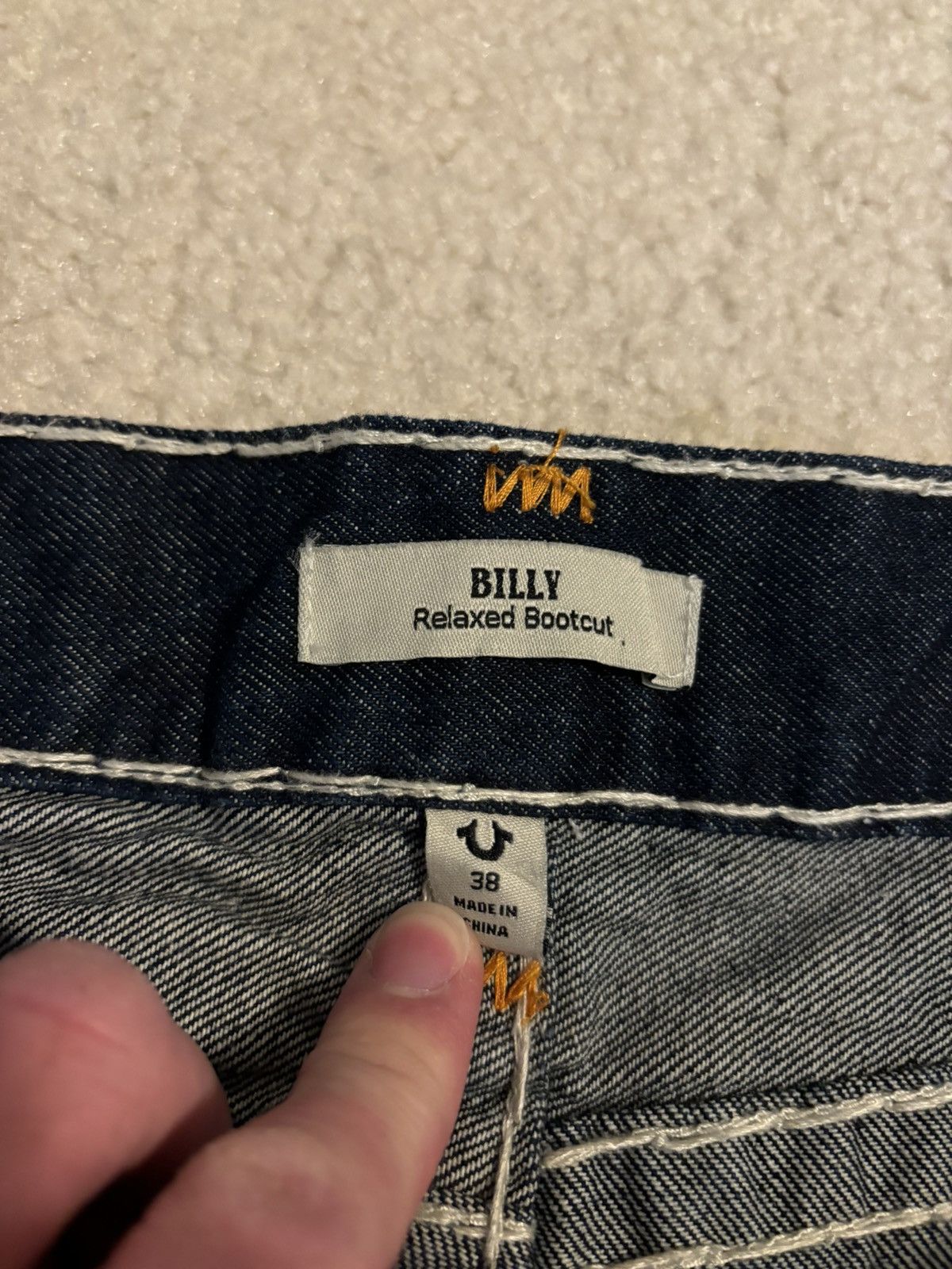 True Religion True Religion Billy Super T Bootcut Orange Horseshoe Jeans Size US 38 / EU 54 - 7 Thumbnail