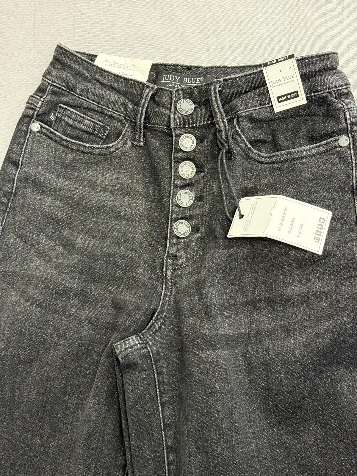 Other Judy Blue Jeans High Waist Washed Black Button Wide Leg 0/24 Size 24" / US 00 / IT 34 - 6 Thumbnail