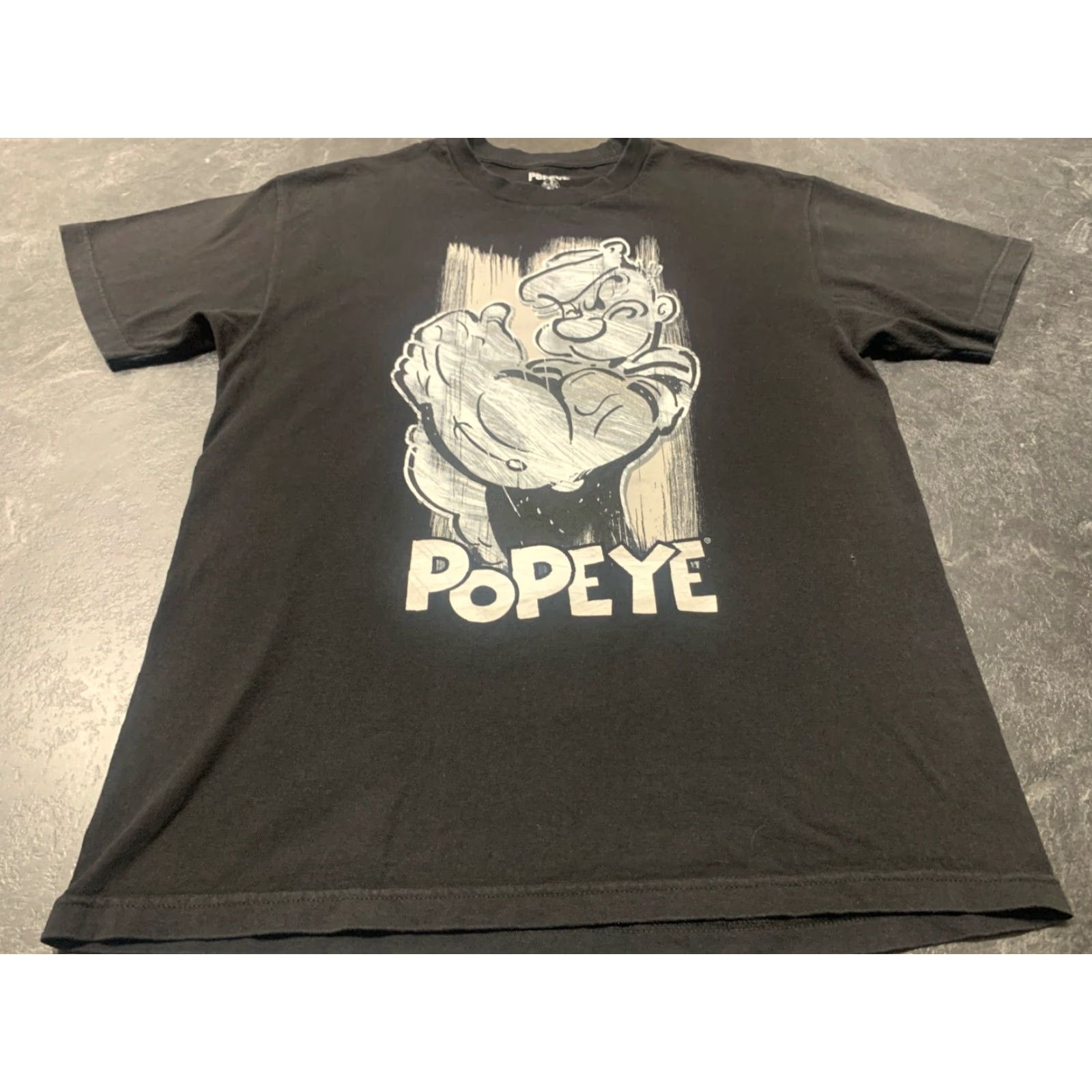 Vintage Popeye T-Shirt Men Adult Large Black Cartoon Graphic Short Sleeve Vintage Logo All Seasons Size US L / EU 52-54 / 3 - 2 Thumbnail