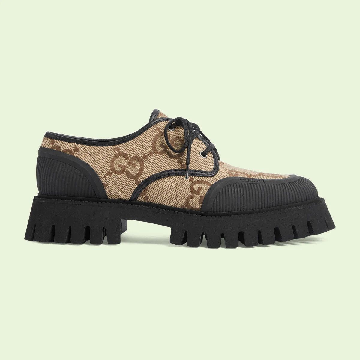 Gucci o1w1db11224 Maxi GG Lace-Up Shoes in Black/Beige Size US 12.5 / EU 45-46 - 1 Thumbnail