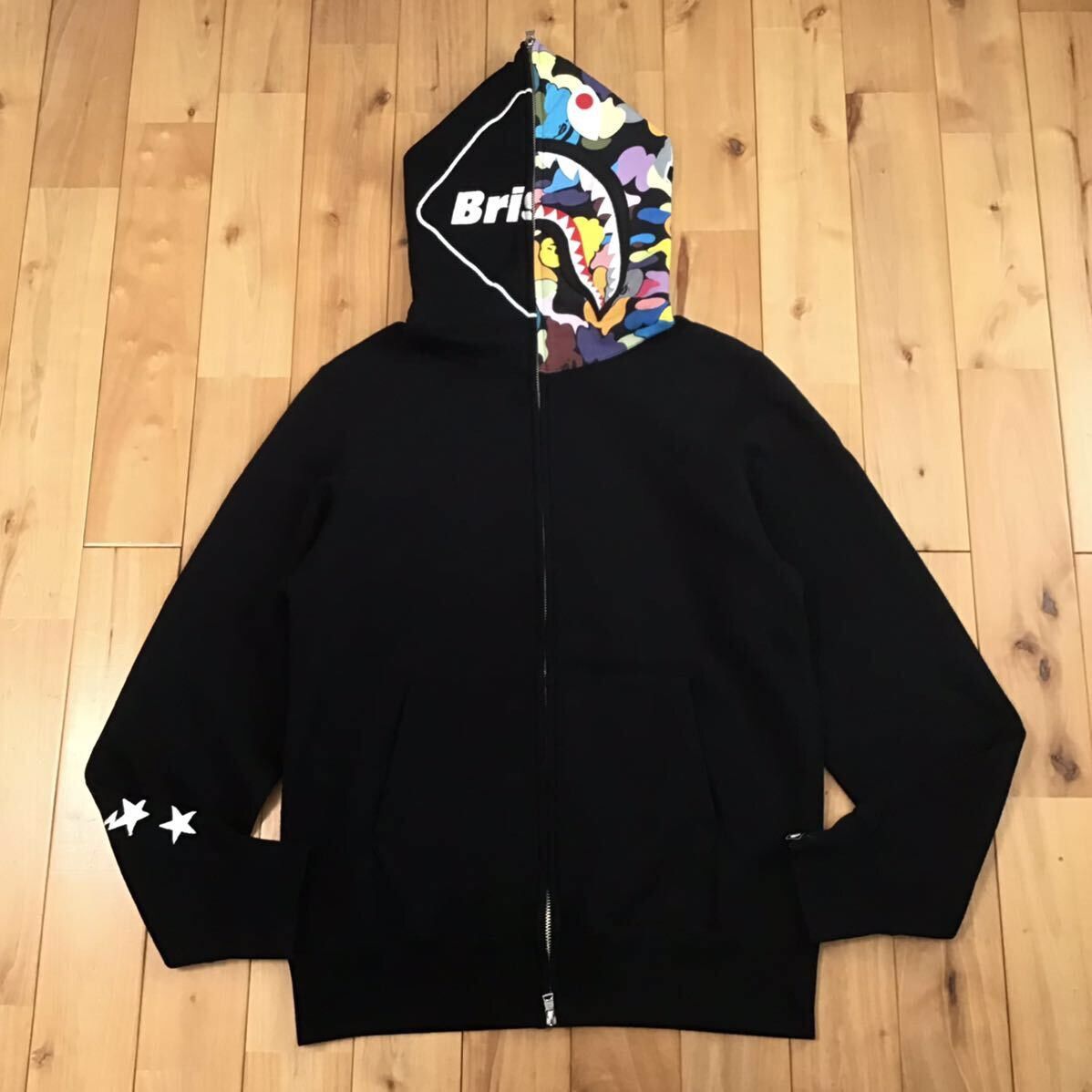 BAPE × FCRB Shark full zip Hoodie multi camo a bathing ape