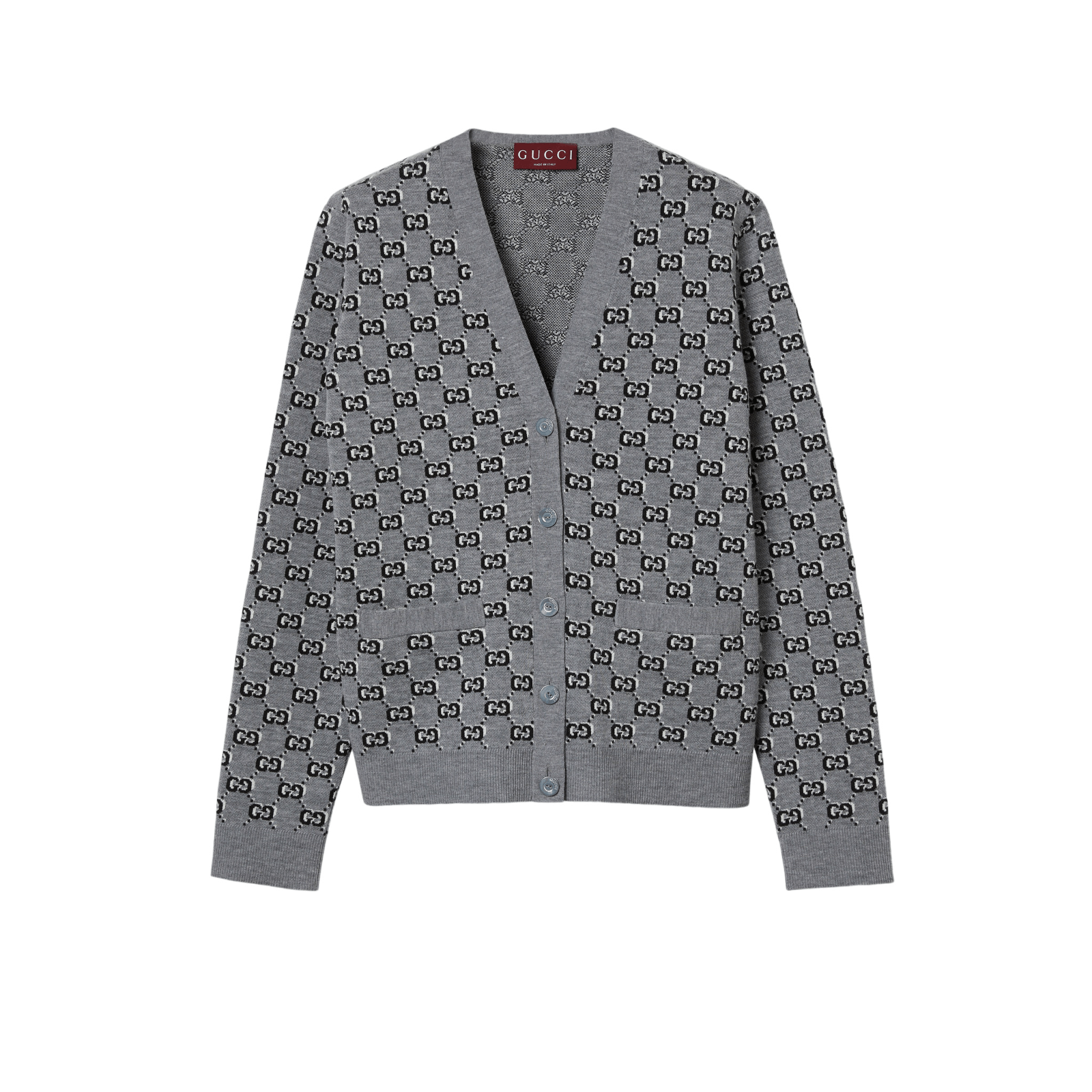 Gucci GUCCI Grey GG Shadow Wool Cardigan New/Authentic Size ONE SIZE - 1 Thumbnail