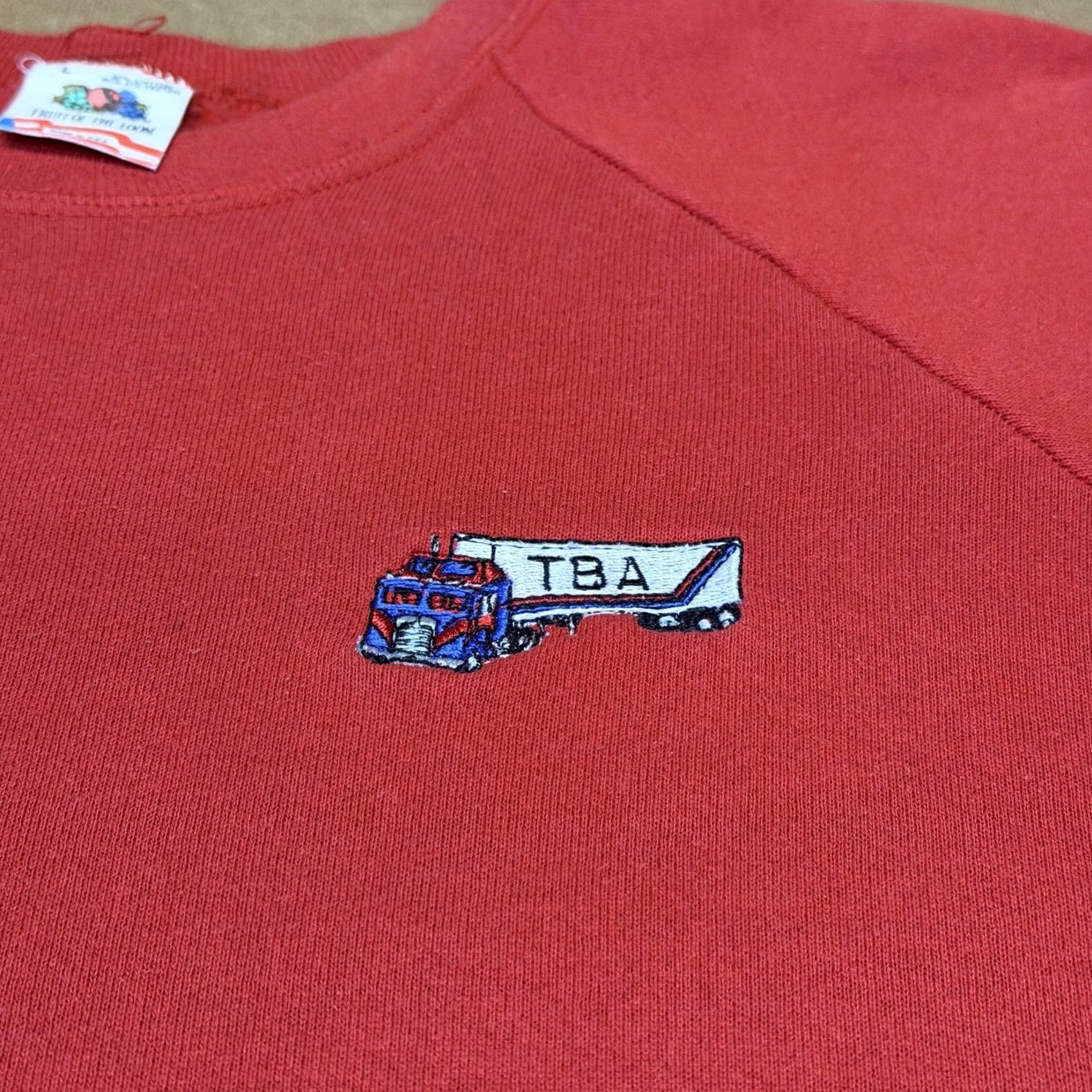 Fruit Of The Loom VINTAGE Fruit of the Loom Sweatshirt Mens L Red Embroidered Truck Logo USA Pullover Crewneck Size US L / EU 52-54 / 3 - 3 Thumbnail