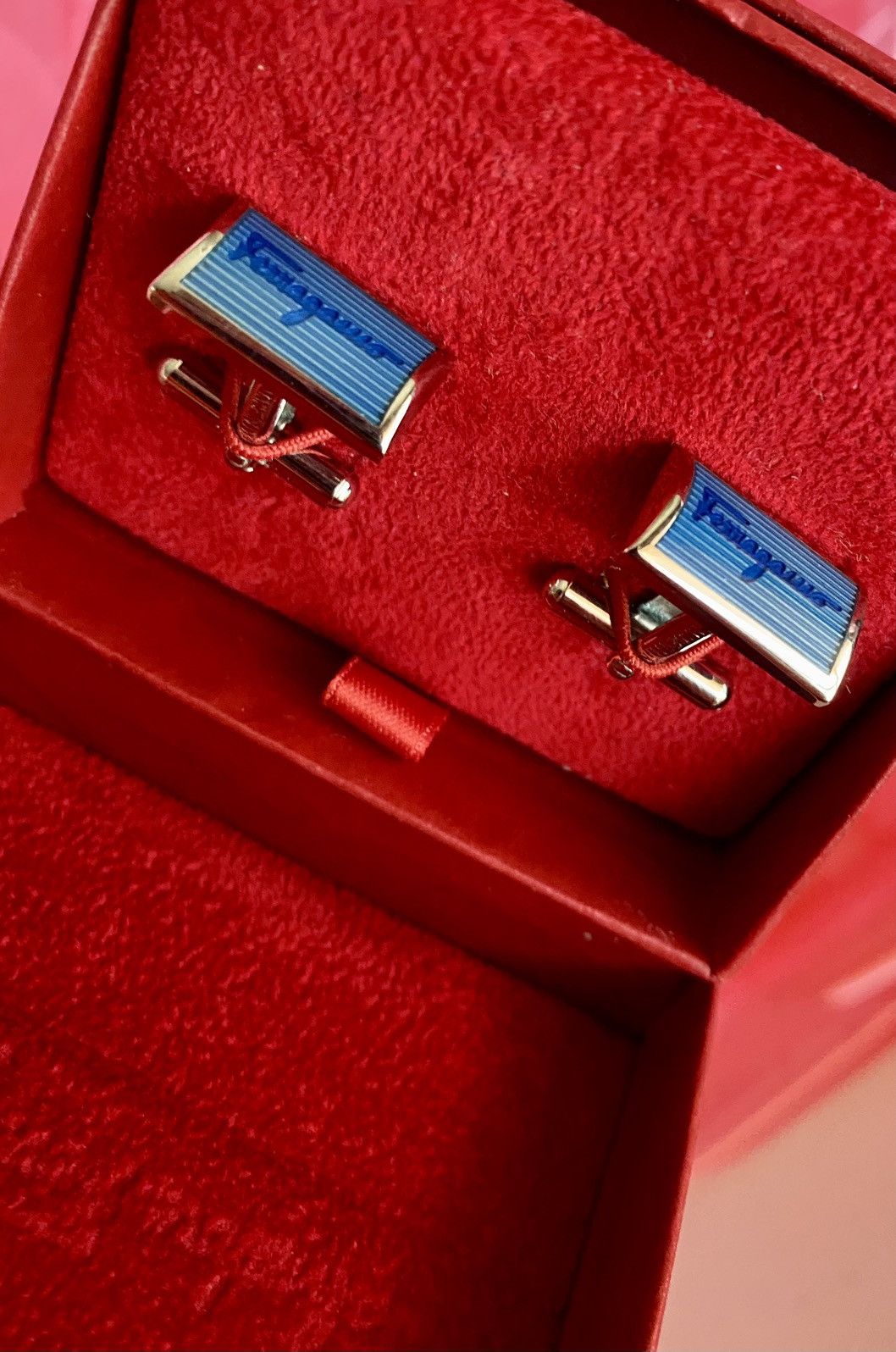 Salvatore Ferragamo Ferragamo bleu /silver pearl faced logo cuff links nwt Size ONE SIZE - 1 Thumbnail